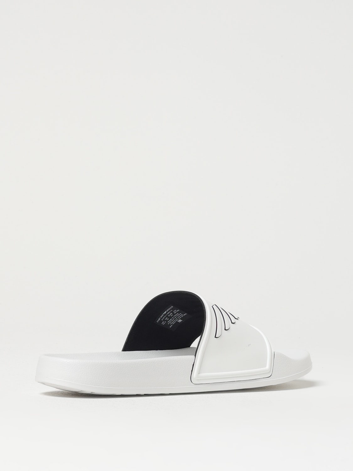 EMPORIO ARMANI SWIMWEAR SANDALI: Sliders Emporio Armani Swimwear in pelle sintetica, Bianco - Img 3