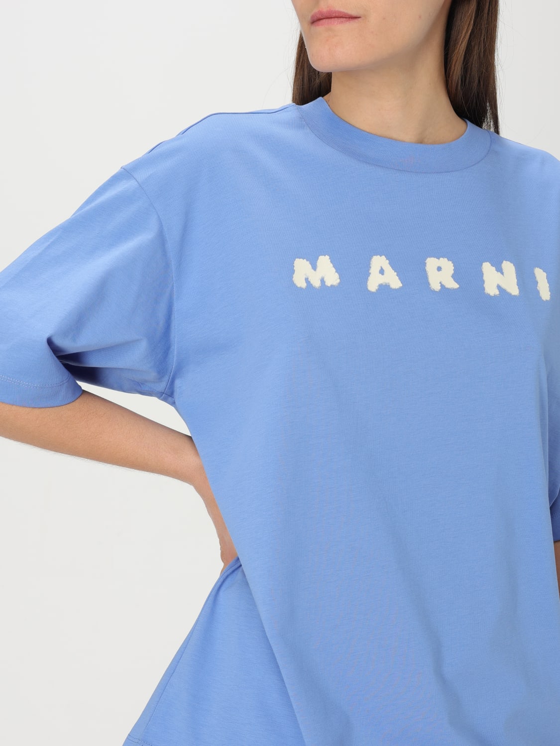 Tシャツ・カットソー MARNI Woman T-Shirt Blue THJET49P13USCX42 SLB26 MARNI: T-shirt woman - Blue | Marni t-shirt THJET49P13USCX42