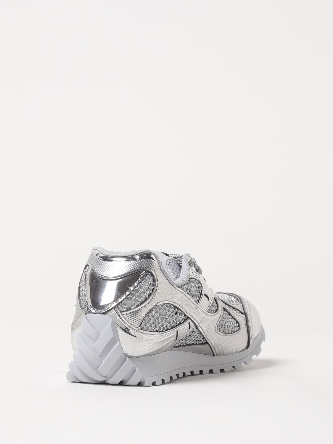 BOTTEGA VENETA SNEAKERS: Sneakers Orbit in mesh e pelle sintetica laminata , Argento - Img 3