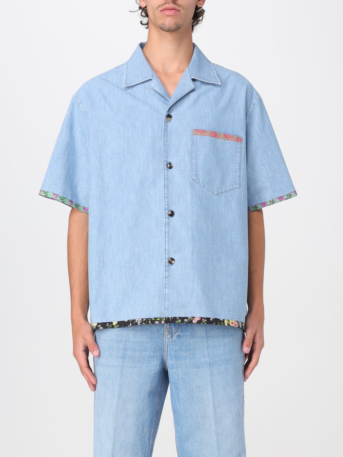 VALENTINO SHIRT: Shirt men Valentino, Denim - Img 1