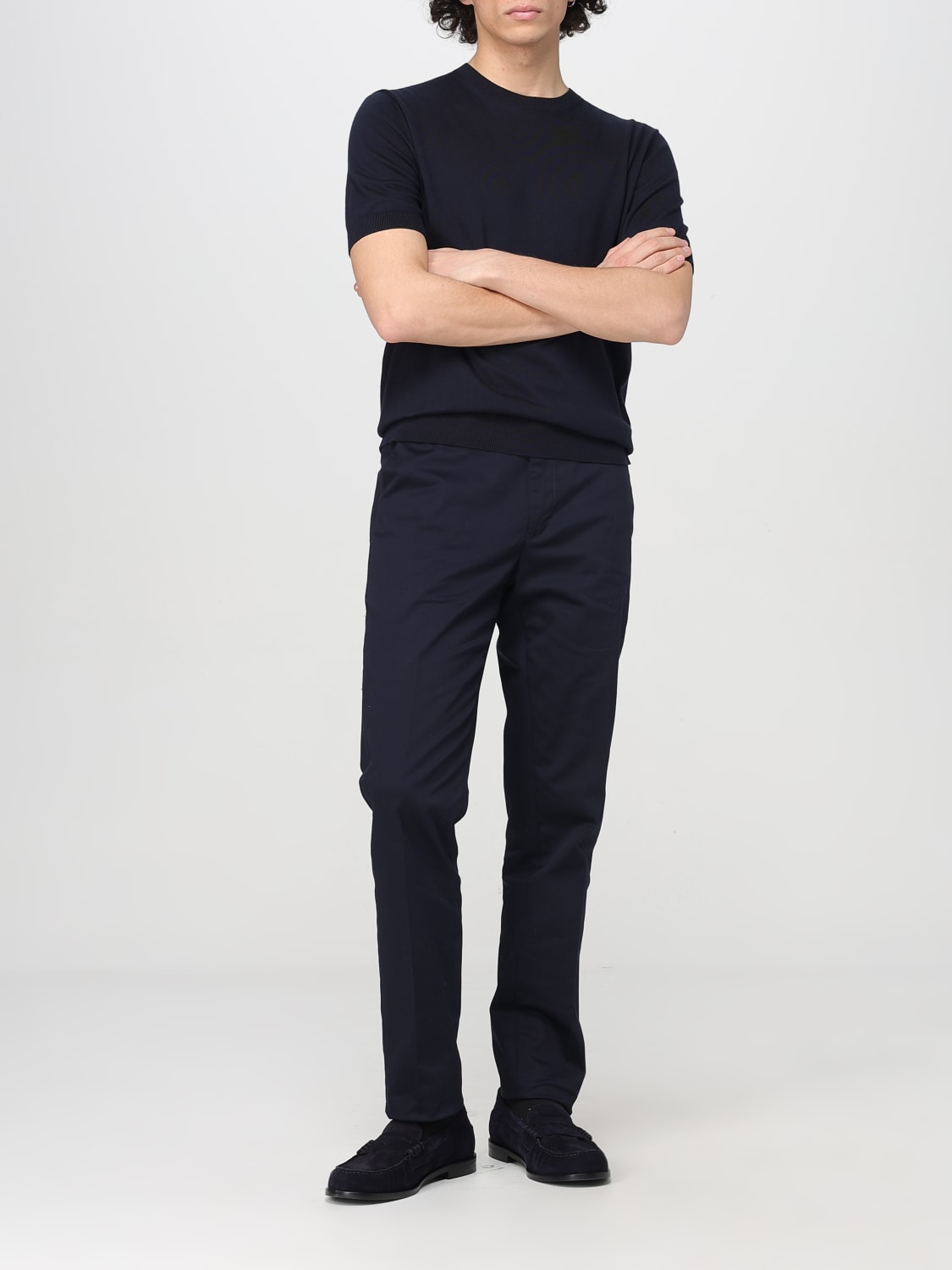 ZEGNA T-SHIRT: Zegna crewneck cotton t-shirt, Navy - Img 2