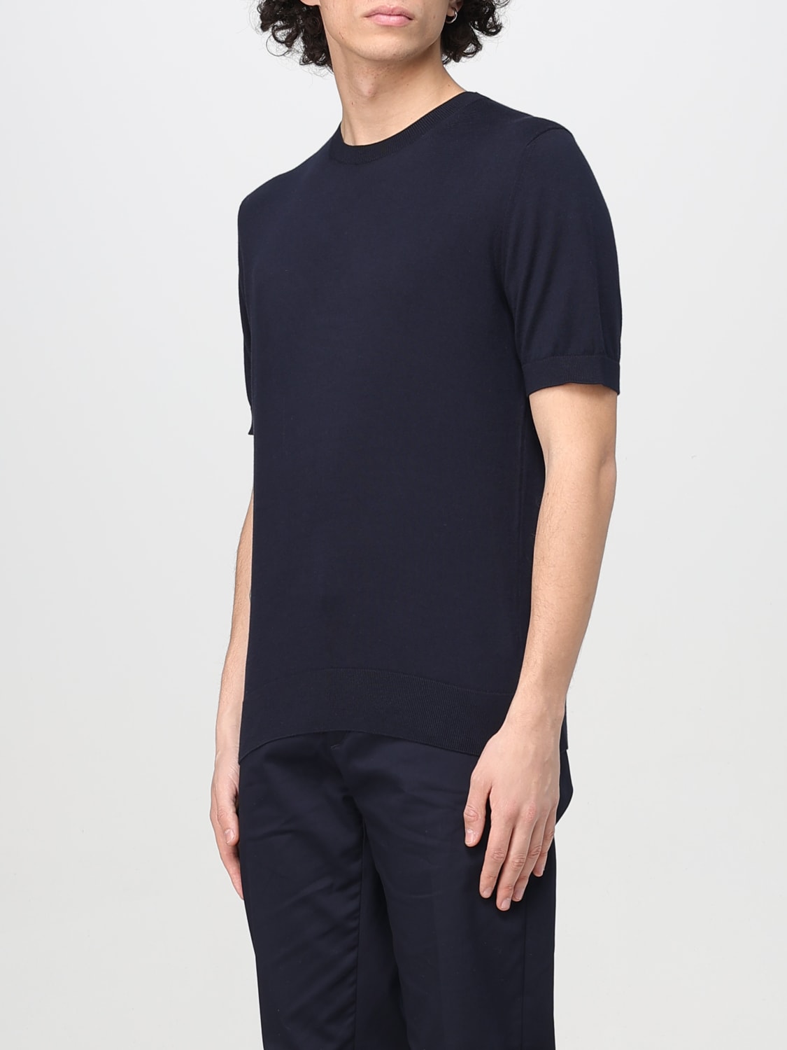ZEGNA T-SHIRT: Zegna crewneck cotton t-shirt, Navy - Img 4