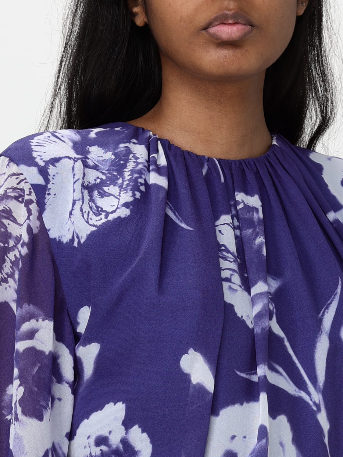 ワンピース ERDEM Woman Dress Sapphire SS25D21PCFSV CARNATION CYANOTYPE ERDEM: Dress woman - Sapphire | Erdem dress SS25D21PCFSV