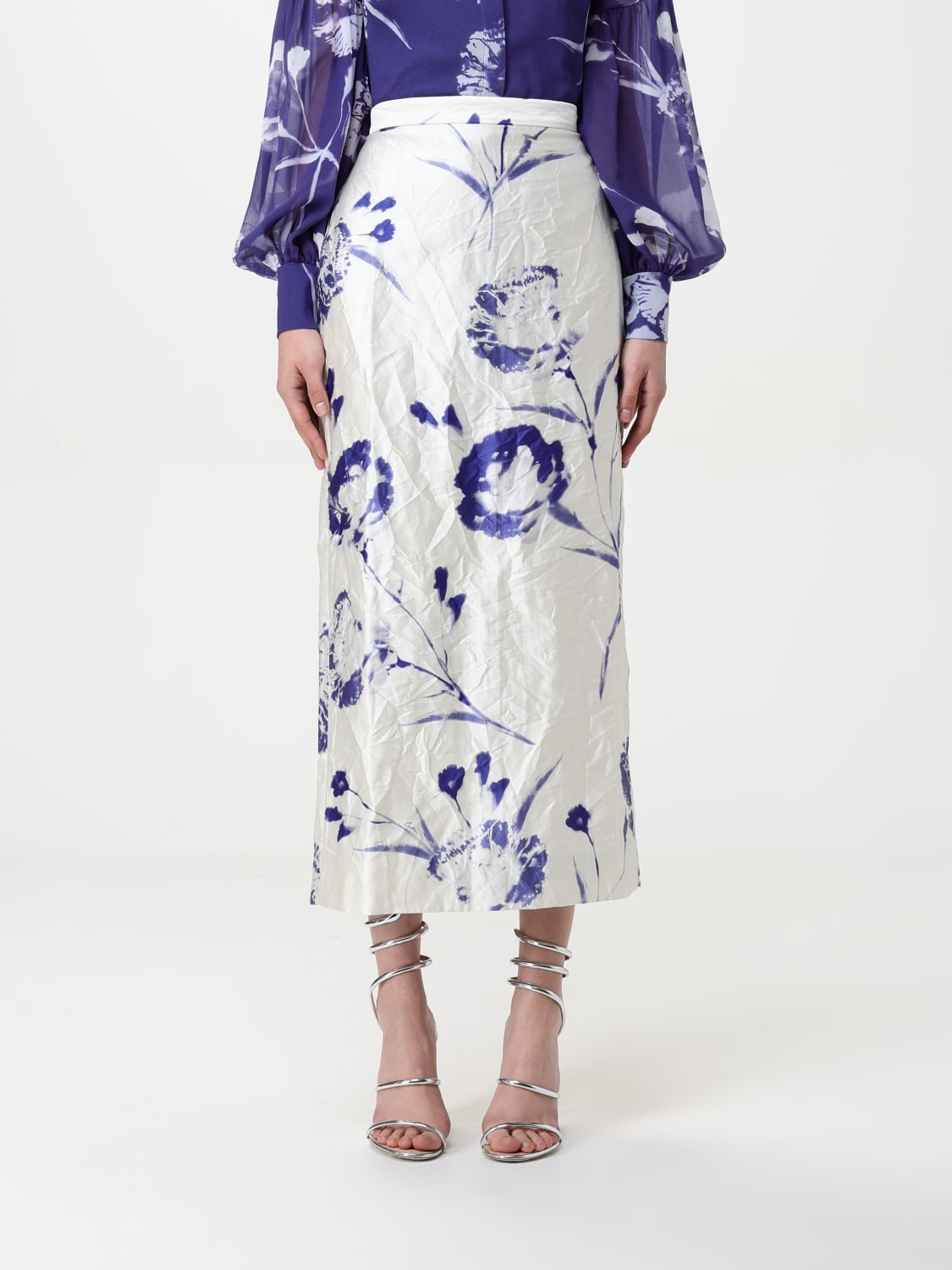 スカート ERDEM Woman Skirt Cream SS25S901RWCFTS CARNATION CYANOTYPE ERDEM: Skirt woman - Cream | Erdem skirt SS25S901RWCFTS