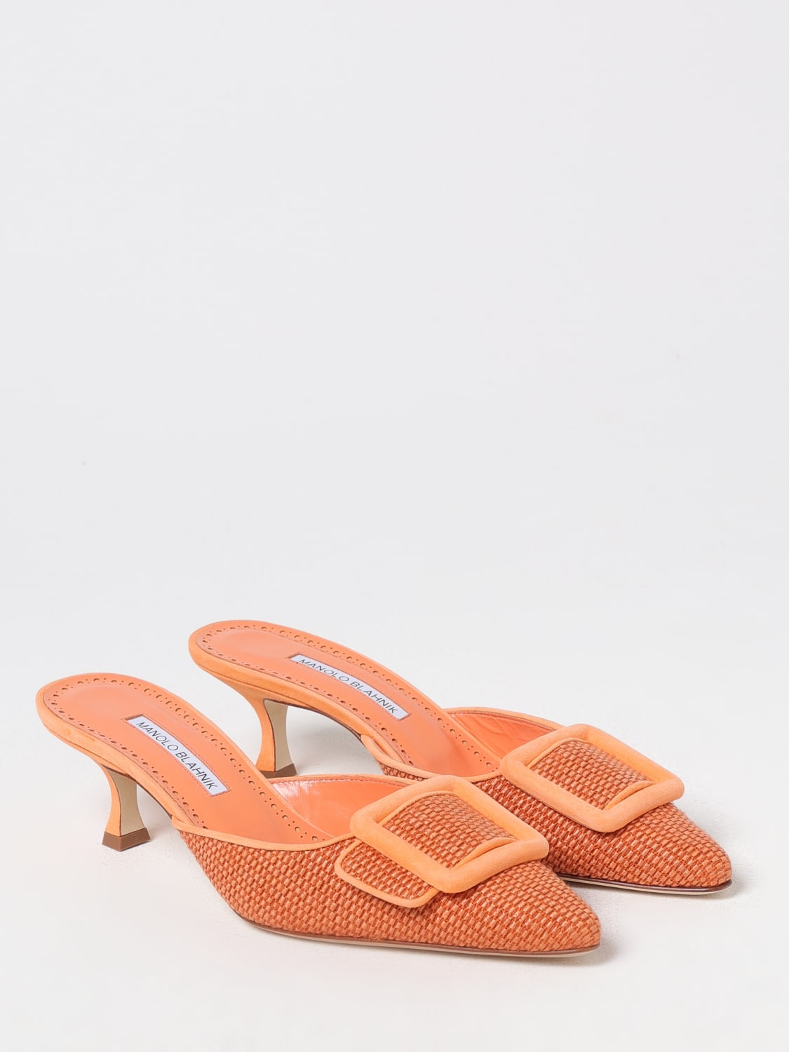 MANOLO BLAHNIK SCARPE: Mules Manolo Blahnik in rafia intrecciata e camoscio , Fantasia - Img 2