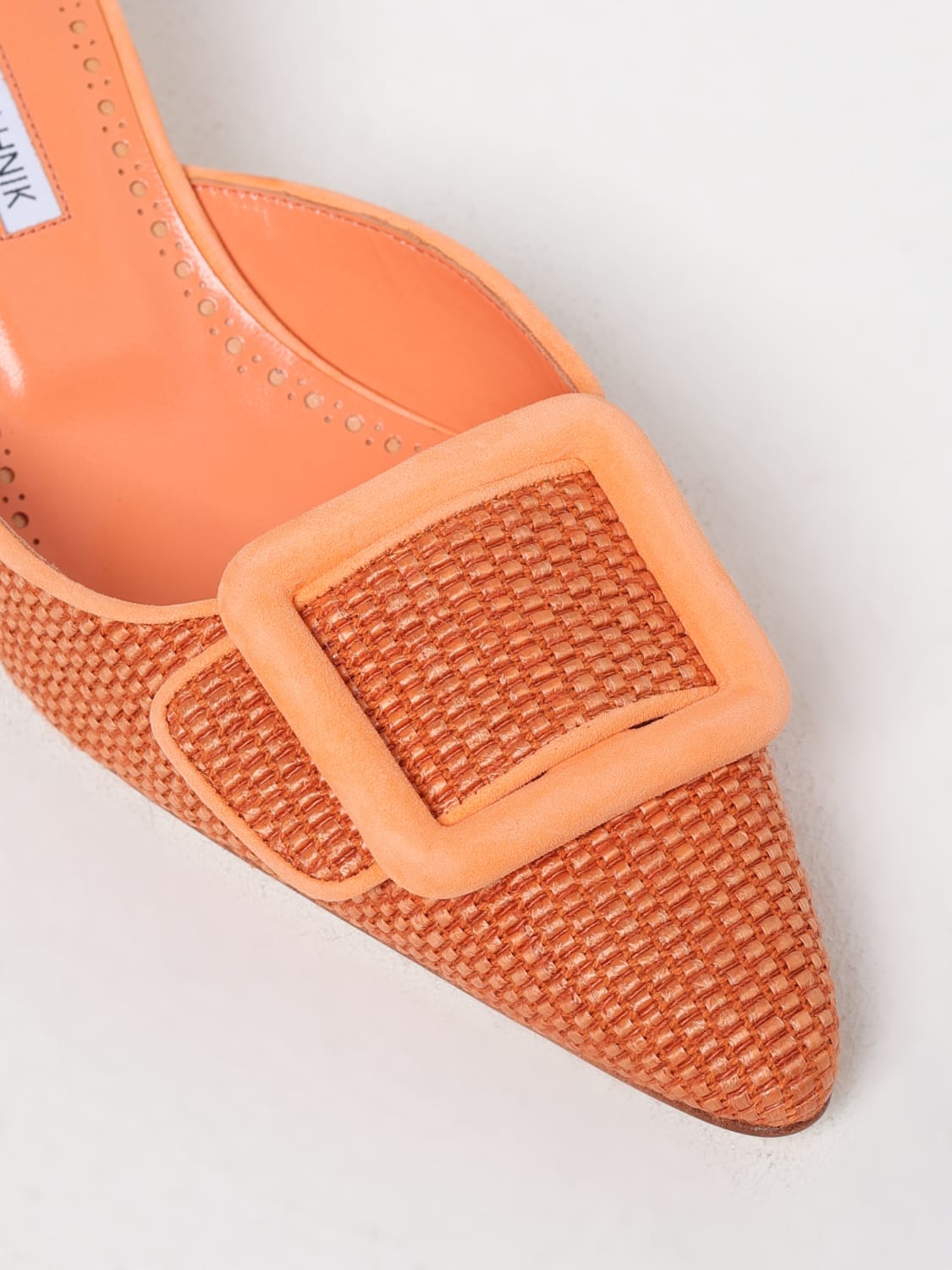 MANOLO BLAHNIK SCARPE: Mules Manolo Blahnik in rafia intrecciata e camoscio , Fantasia - Img 4