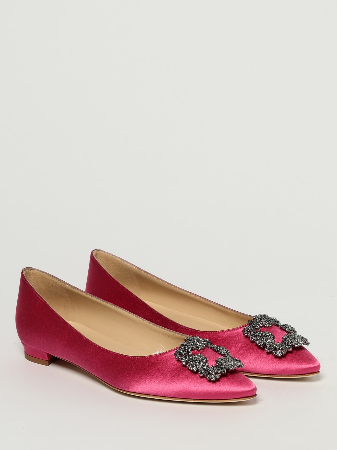 ManoloBlahnik ピンク Manolo Blahnik Swan Cranberry Pink Satin Embellished Crystal