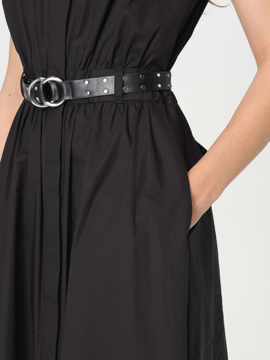 ワンピース Michael Kors MIDI DRESS WITH BELT (MS5830KF4C 001BLACK) Michael Kors MIDI DRESS WITH BELT (MS5830KF4C 001BLACK