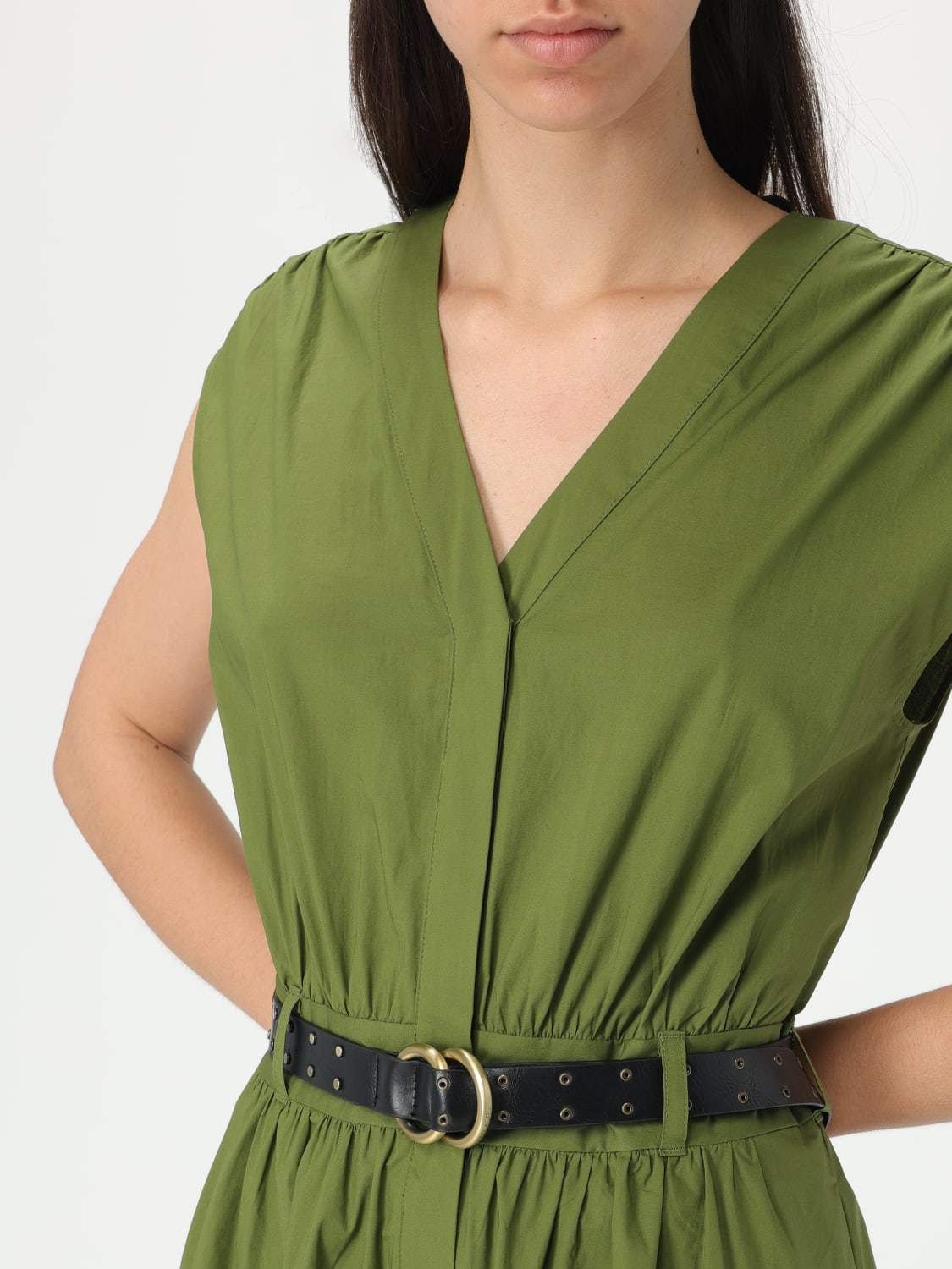 ワンピース Michael Kors Woman Dress Green MS5830KF4C 340 Stretch Cotton Poplin Belted Midi Dress | Michael Kors [US]