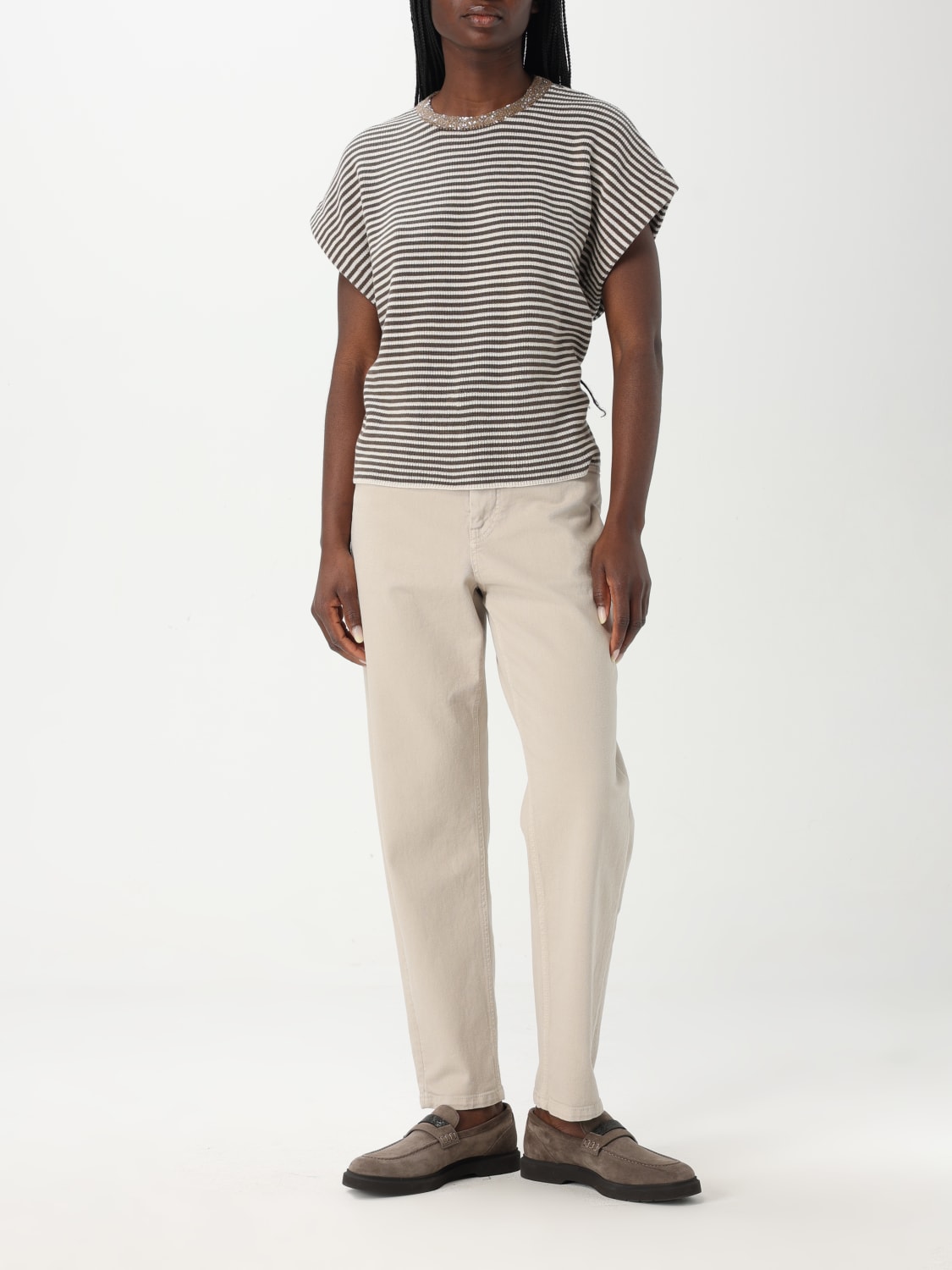 BRUNELLO CUCINELLI: Pants woman - Ivory | Brunello Cucinelli