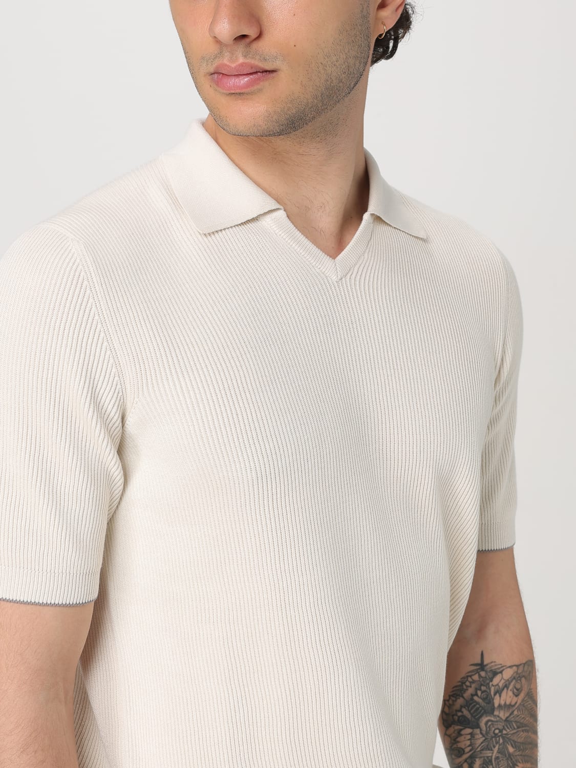 Tシャツ・カットソー BRUNELLO CUCINELLI Knitted polo shirt (M29400015 CNN40) Polo-style sweater for Man in Panama | Brunello Cucinelli