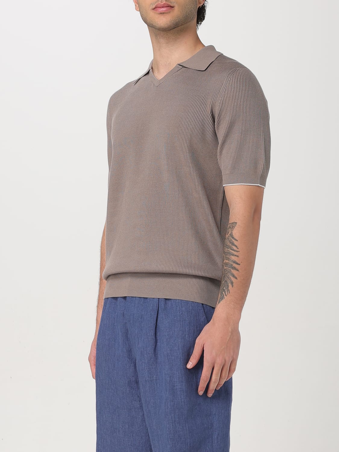 BRUNELLO CUCINELLI POLO: Pull homme Brunello Cucinelli, Marron - Img 4