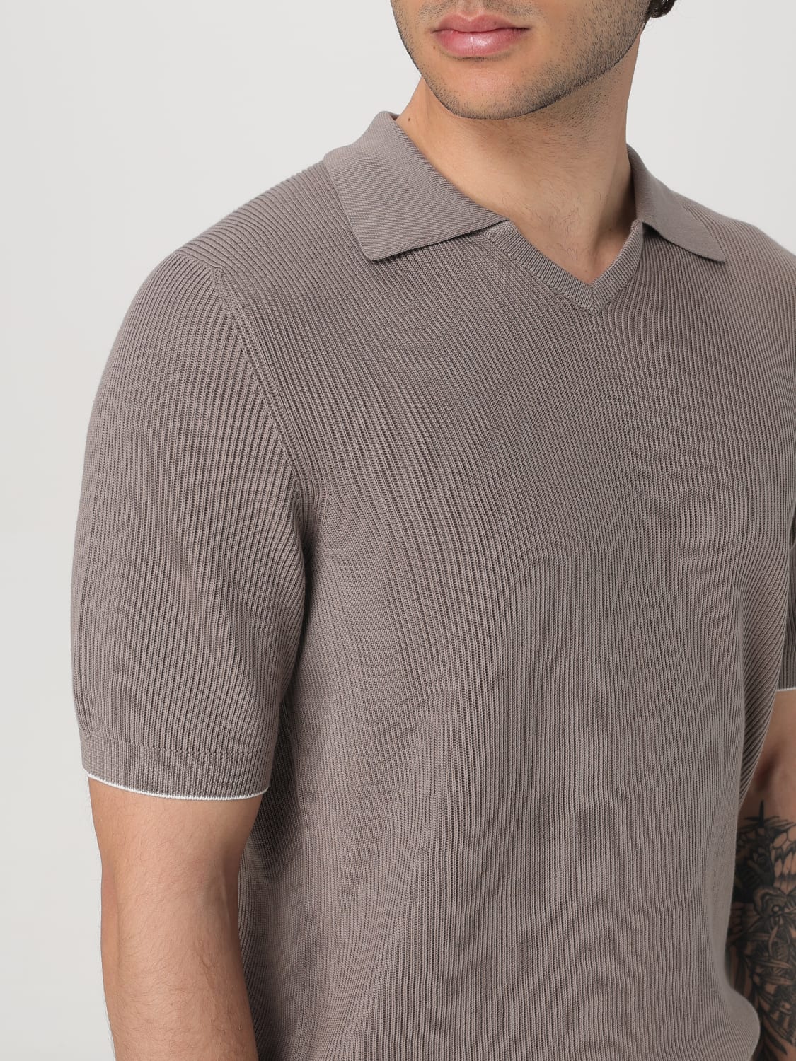 BRUNELLO CUCINELLI POLO: Pull homme Brunello Cucinelli, Marron - Img 5