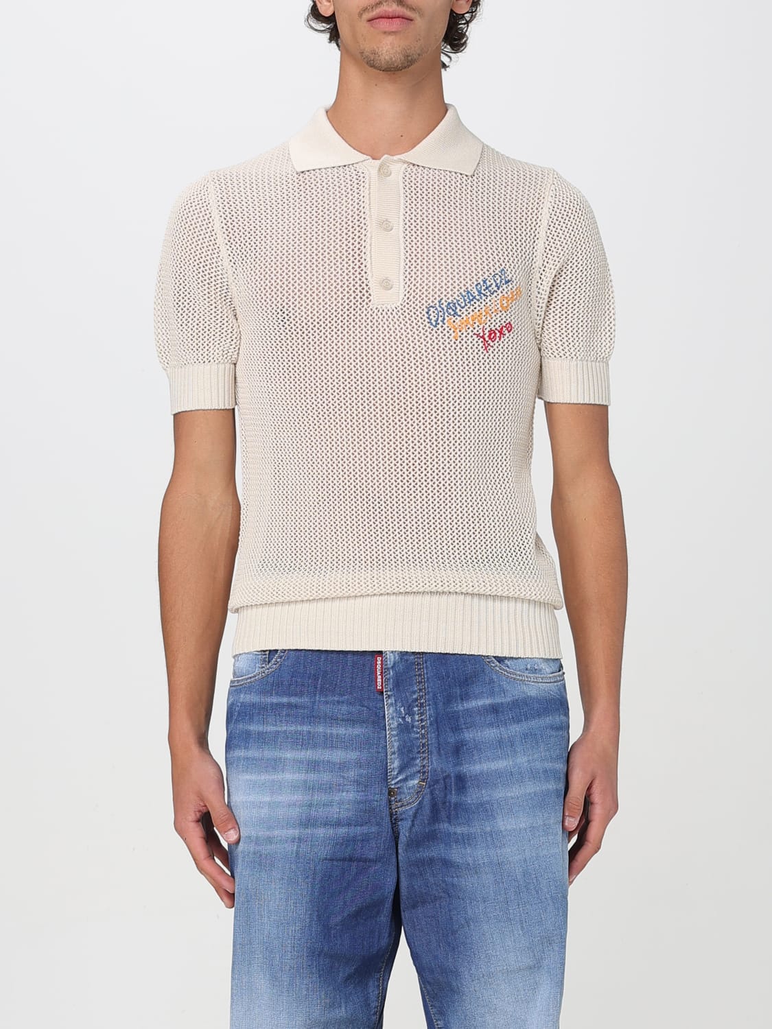 DSQUARED2 POLO SHIRT: Polo shirt men Dsquared2, Cream - Img 1