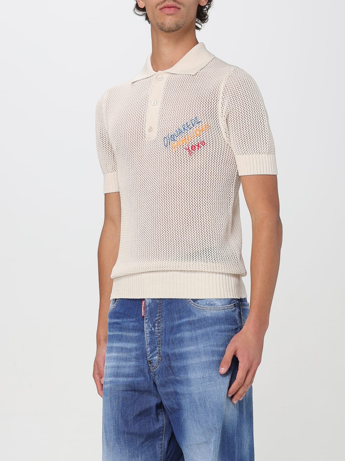 DSQUARED2 POLO SHIRT: Polo shirt men Dsquared2, Cream - Img 4