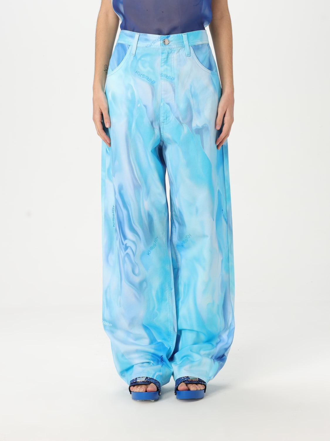 パンツ KHRISJOY Woman Pants Gnawed Blue KWS25R1601CTAI02 TRB001 KHRISJOY: Pants woman - Gnawed Blue | Khrisjoy pants