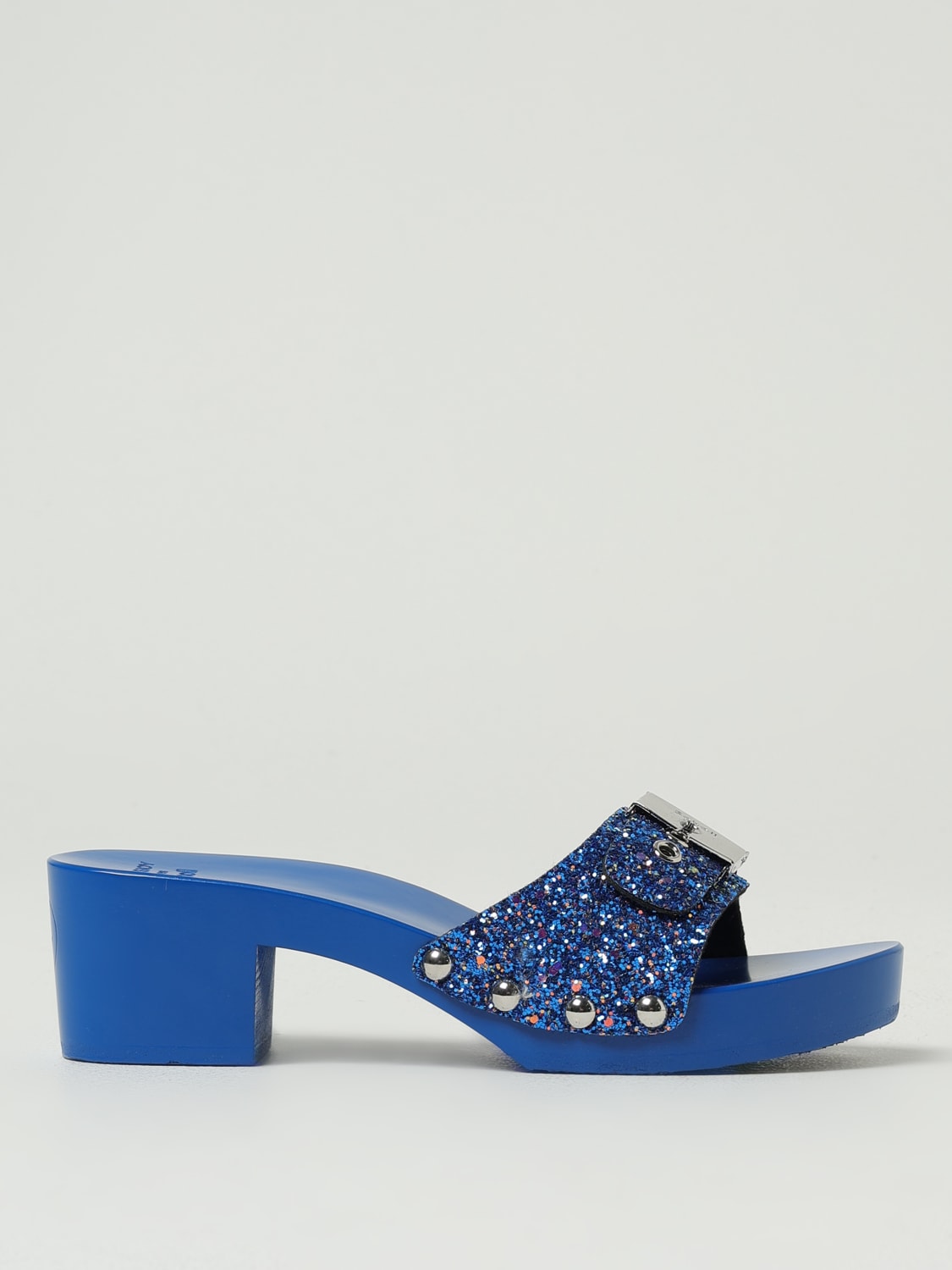 KHRISJOY SANDALI CON TACCO: Clogs Pescura Ibiza KJ Loves Scholl Khrisjoy in gomma glitter e legno , Blue - Img 1
