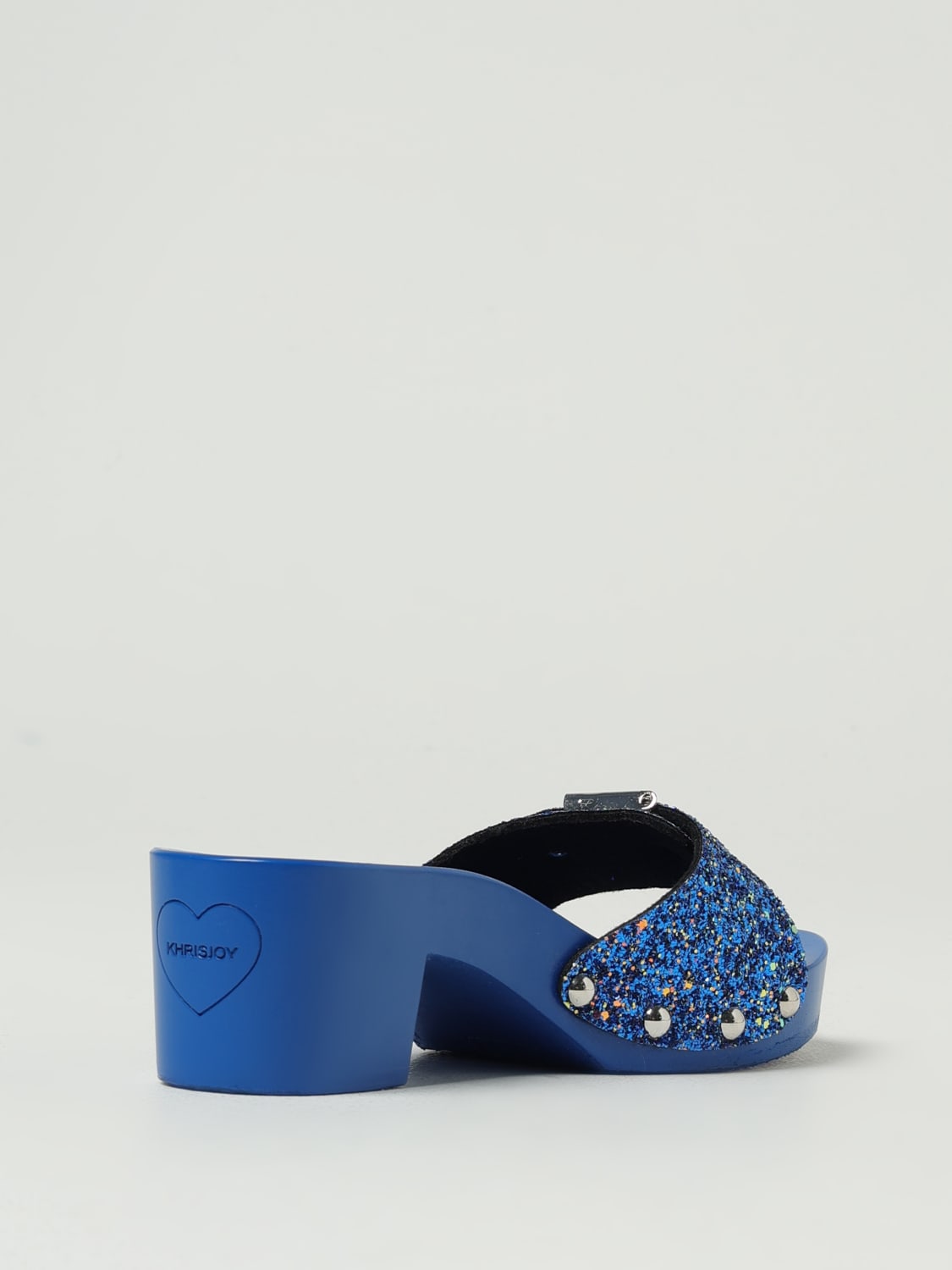 KHRISJOY SANDALI CON TACCO: Clogs Pescura Ibiza KJ Loves Scholl Khrisjoy in gomma glitter e legno , Blue - Img 3