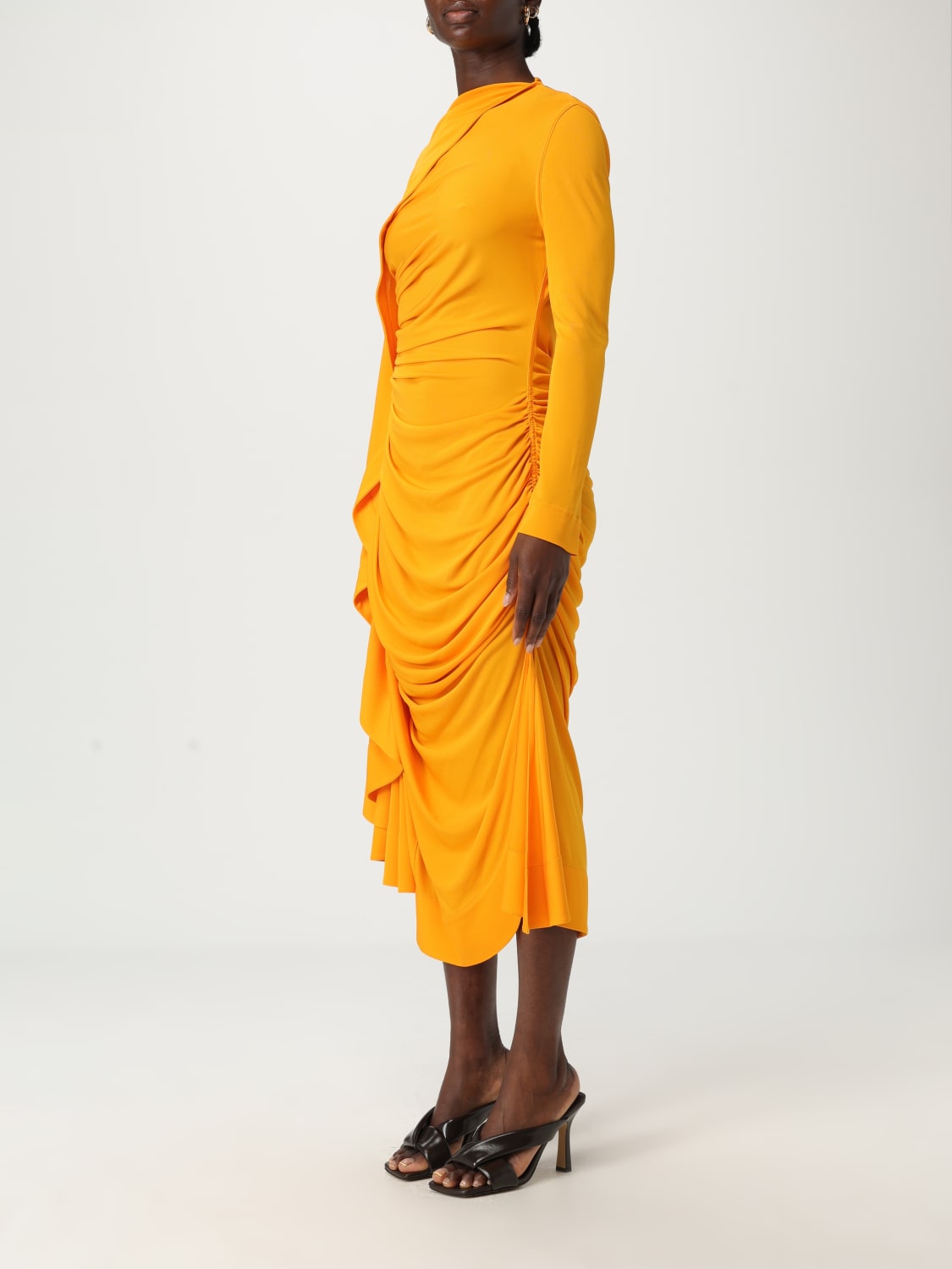 ワンピース BOTTEGA VENETA DRAPED DRESS BOTTEGA VENETA Asymmetric cape-effect embellished draped