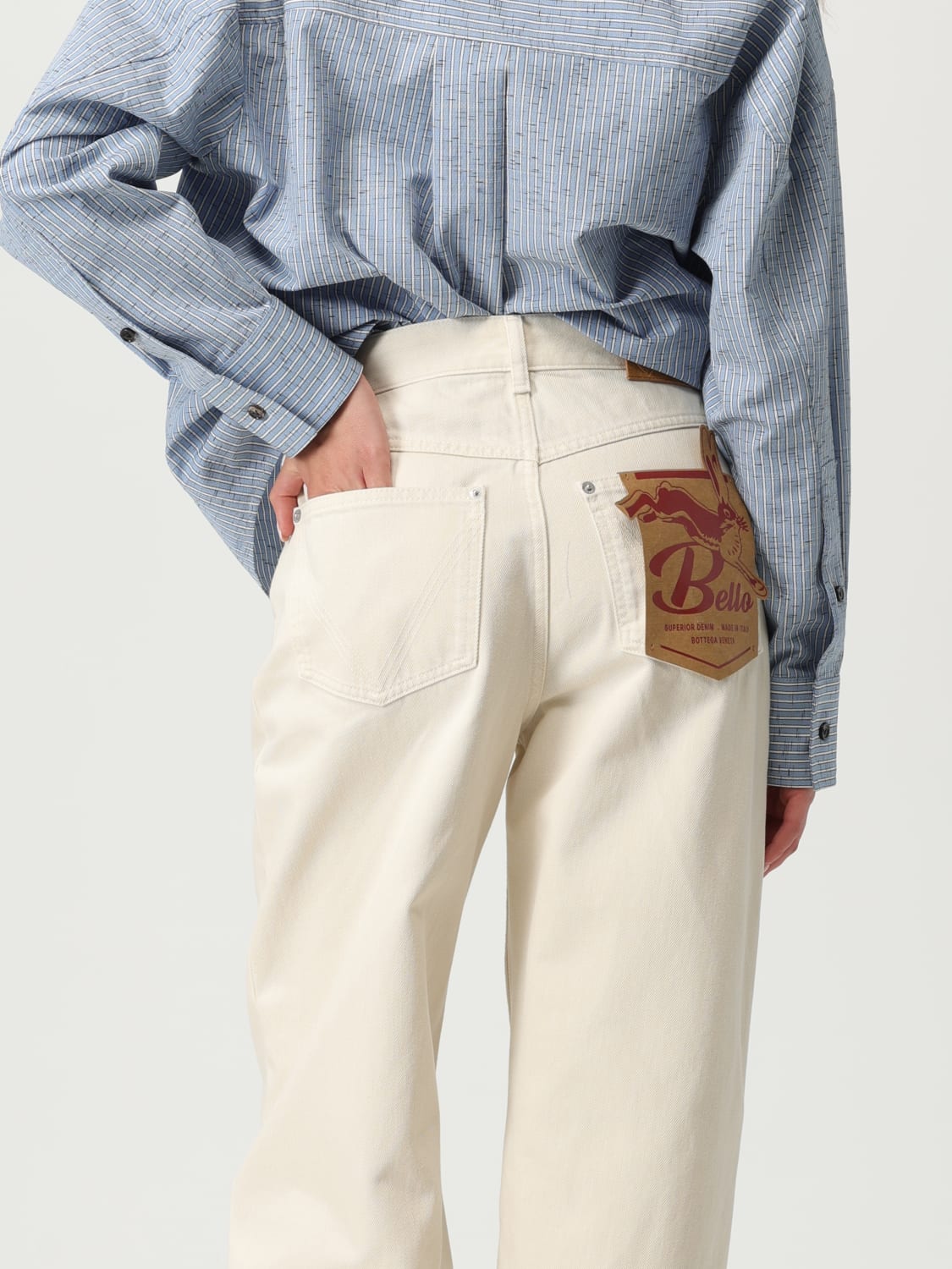 BOTTEGA VENETA 裤子: 裤子 女士 Bottega Veneta, 奶油黄 - Img 5