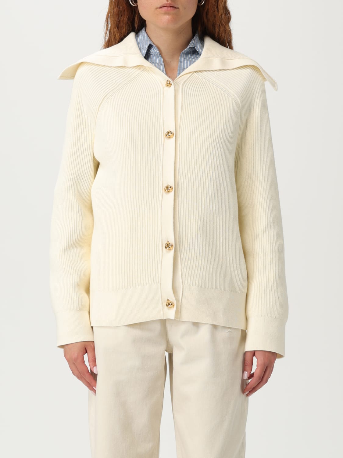 BOTTEGA VENETA MAGLIA: Cardigan di lana Bottega Veneta , Bianco - Img 1