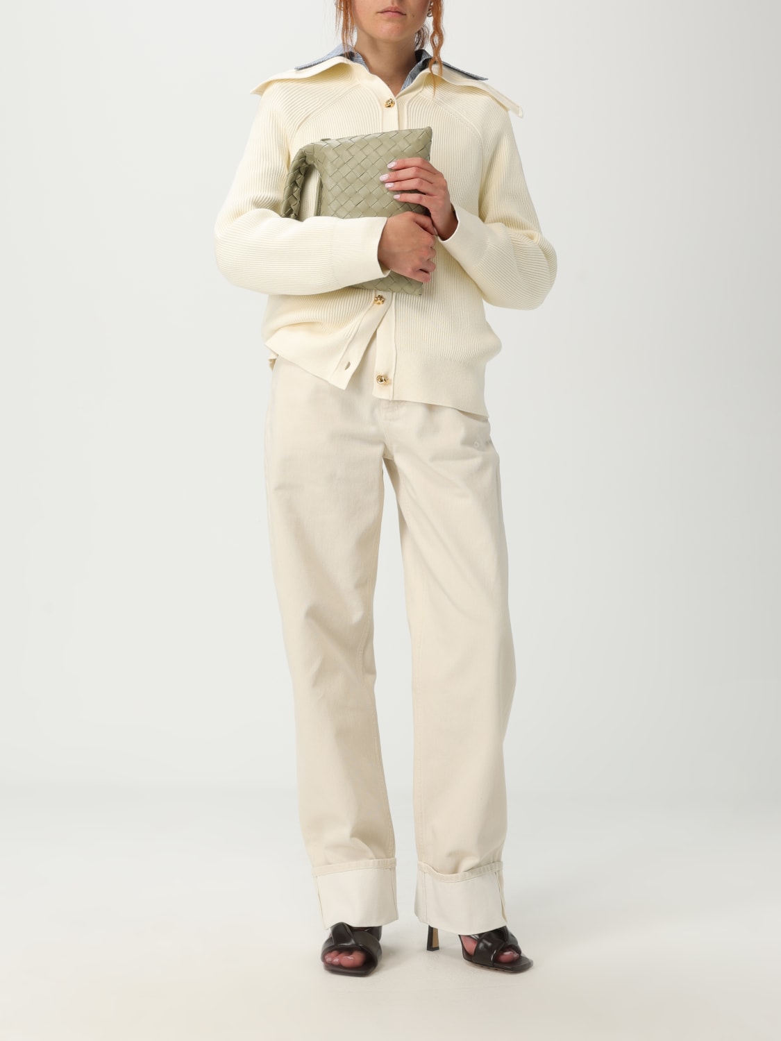 BOTTEGA VENETA MAGLIA: Cardigan di lana Bottega Veneta , Bianco - Img 2