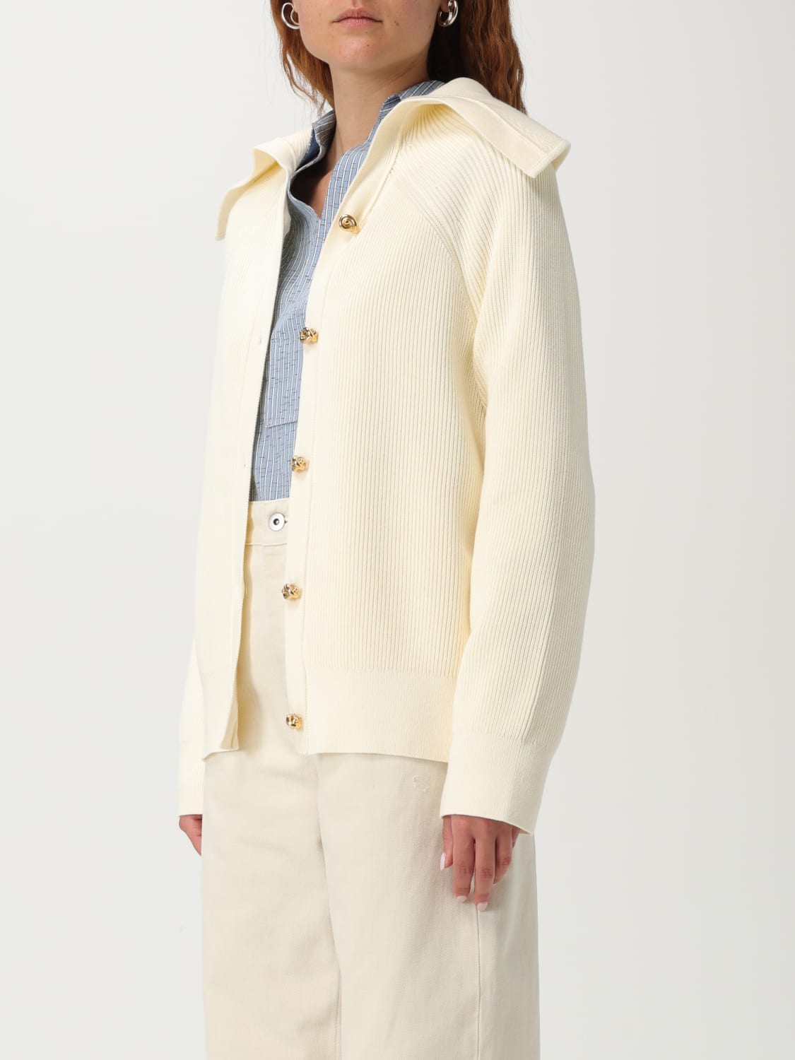 BOTTEGA VENETA MAGLIA: Cardigan di lana Bottega Veneta , Bianco - Img 4