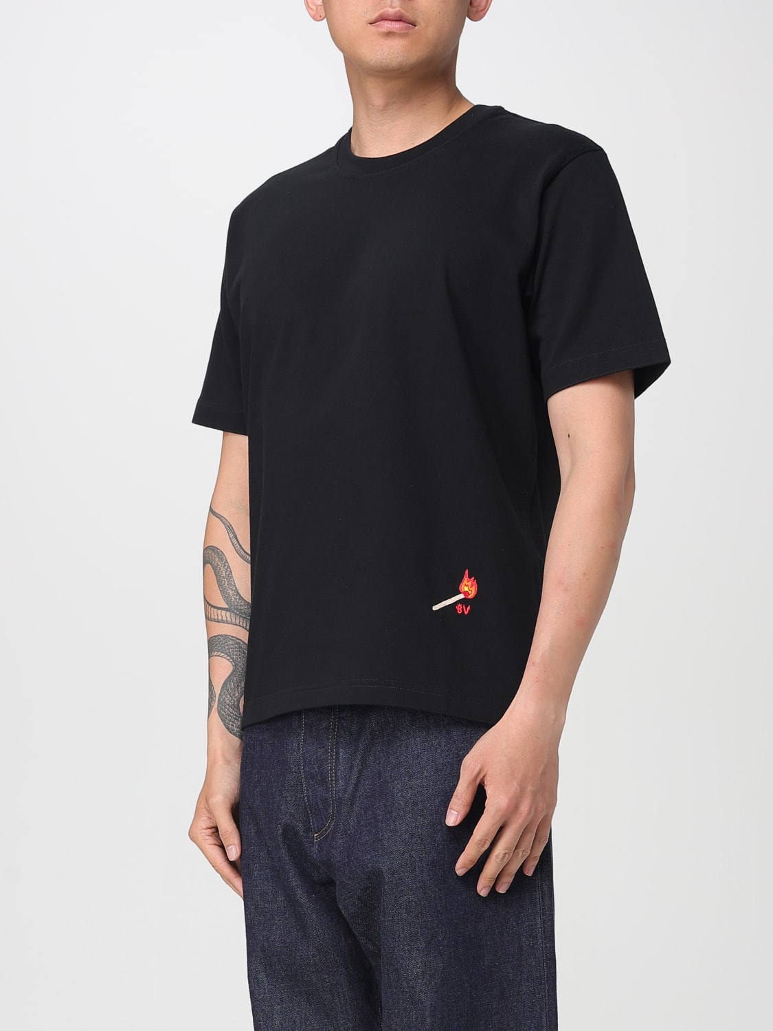 BOTTEGA VENETA: T-shirt in cotone con logo - Nero | T-Shirt