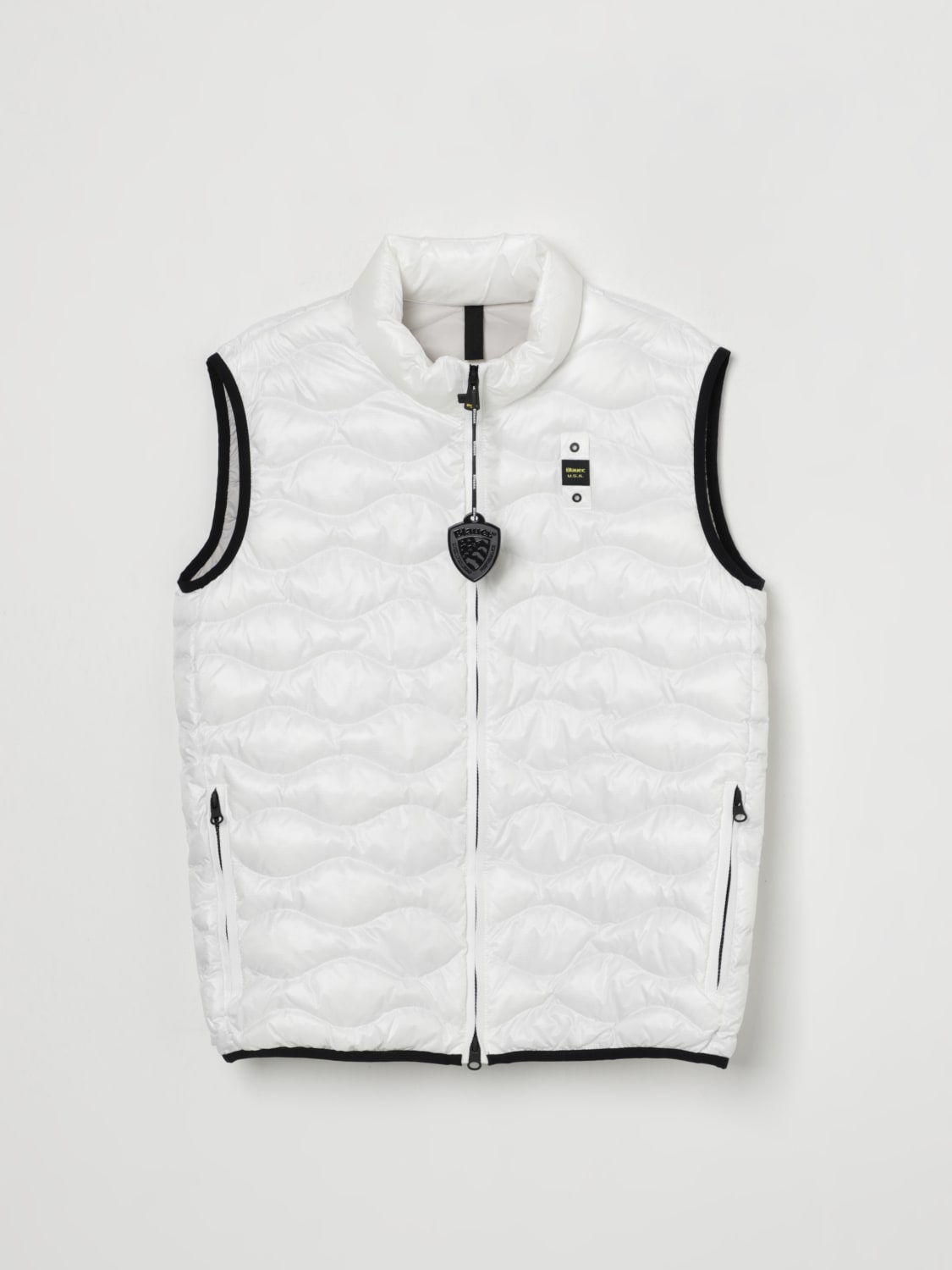 BLAUER GILET: Gilet imbottito con logo Blauer in nylon, Bianco - Img 1
