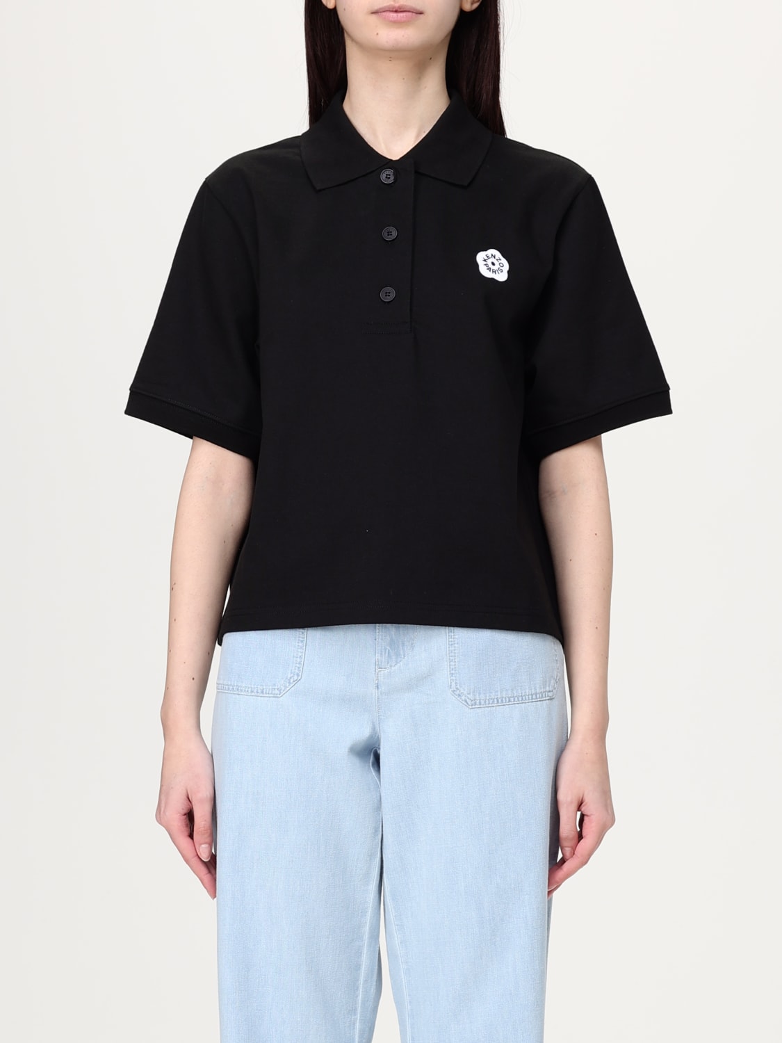Tシャツ・カットソー KENZO Woman Polo Shirt Black FF52TS1604SB 99J Boke Flower 2.0' embroidered polo in cotton | Women's | KENZO