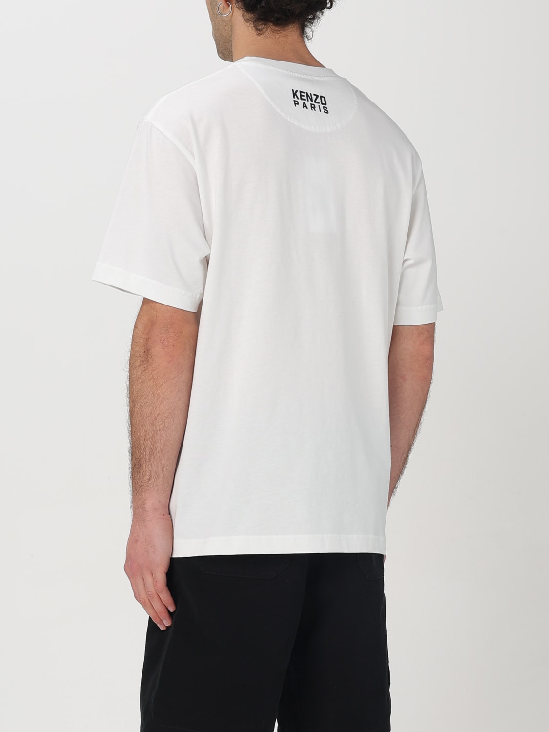 Tシャツ・カットソー KENZO Men T-shirt White FF55TS5274SG 02 KENZO Happy Tiger' embroidered T-shirt in cotton | Men's | KENZO