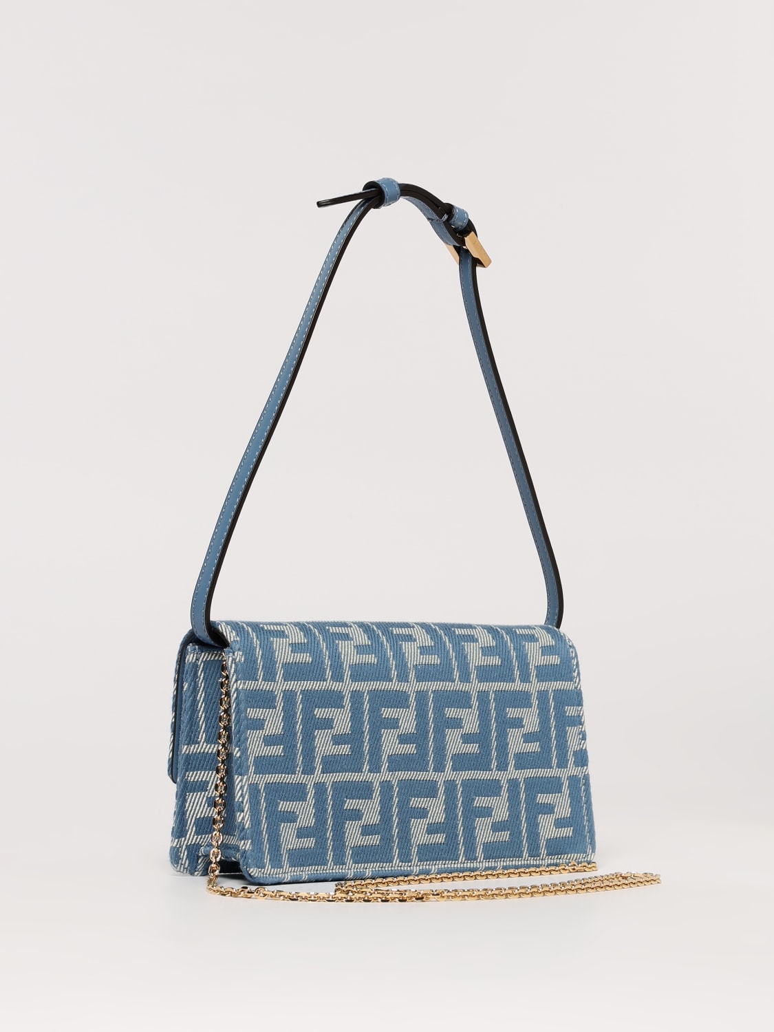FENDI: Shoulder bag woman - Gnawed Blue | Fendi shoulder bag