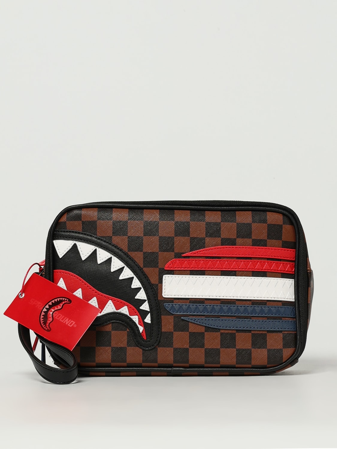 SPRAYGROUND PORTADOCUMENTI: Pochette Sprayground Toiletry Machine Francaise, Marrone - Img 1