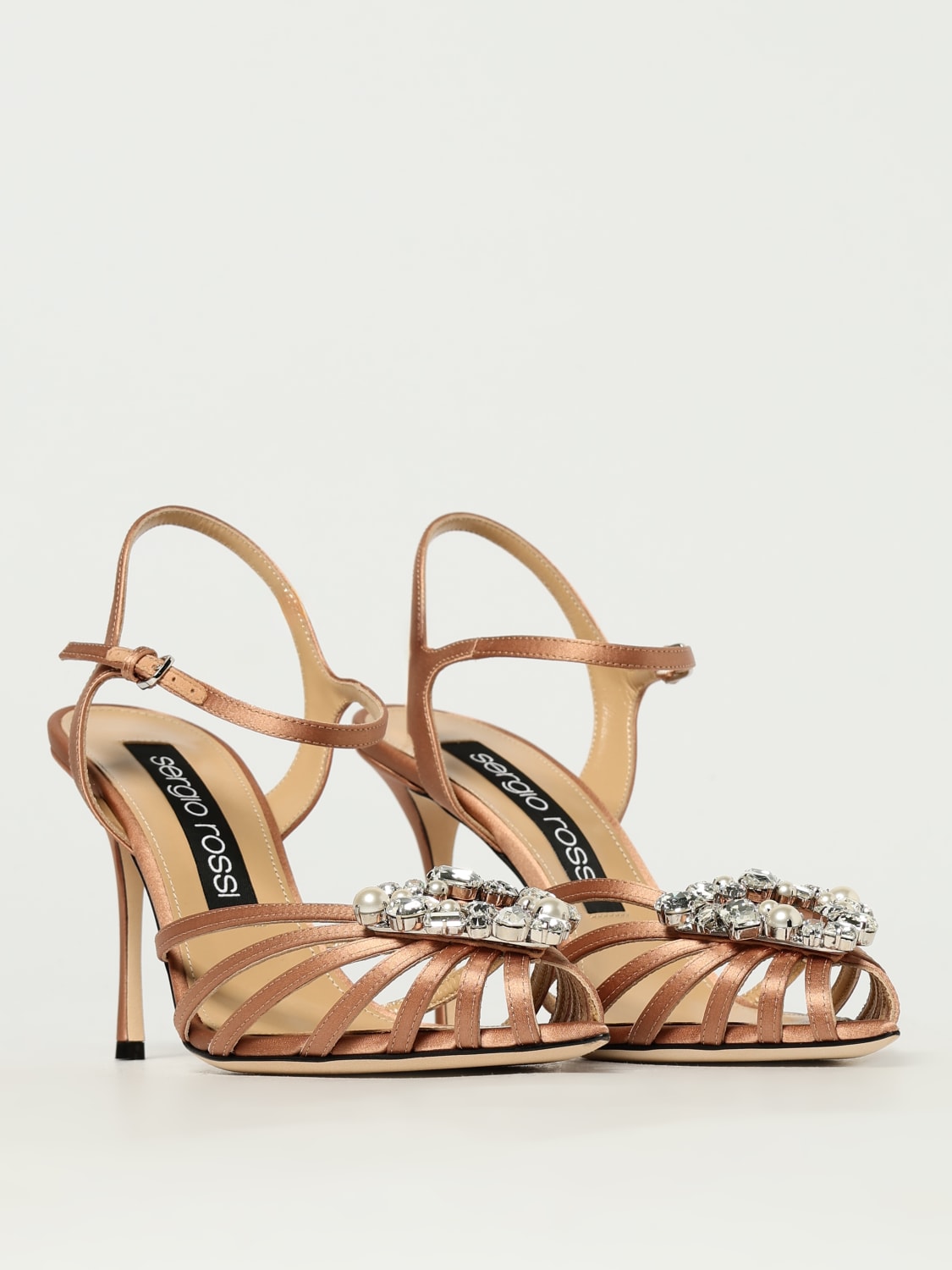 ★春夏の足元に★SS25★Sergio Rossi★sr Watamu - Sandals Gold Sandals Yellow Mid heel: 50mm, sr Watamu - Sandals Gold