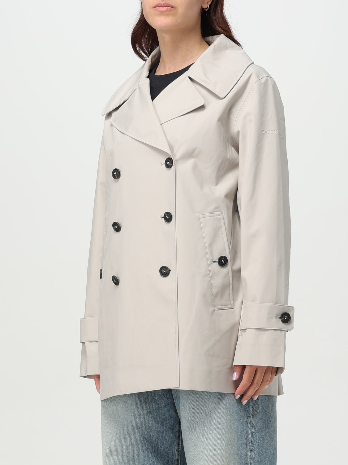 SAVE THE DUCK GIACCA: Trench doppiopetto Save The Duck in tessuto tecnico , Beige - Img 3