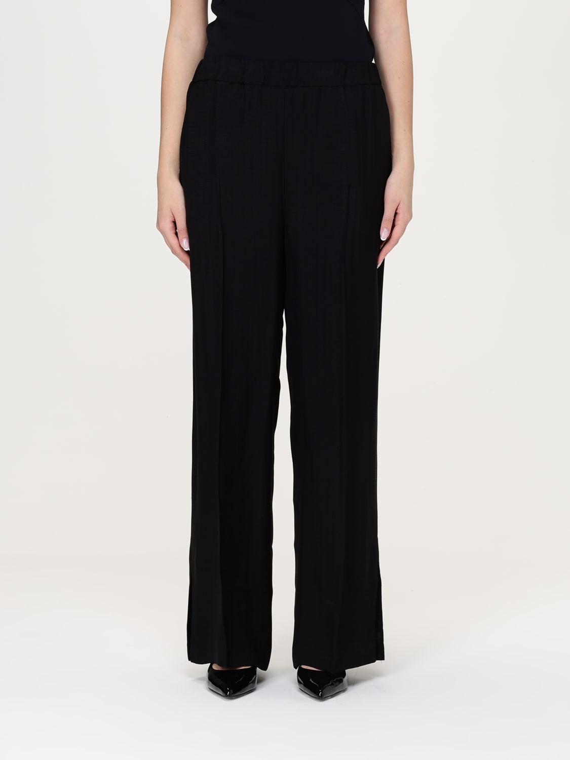 MEIMEIJ PANTALONI: Pantalone Meimeij in viscosa , Nero - Img 1