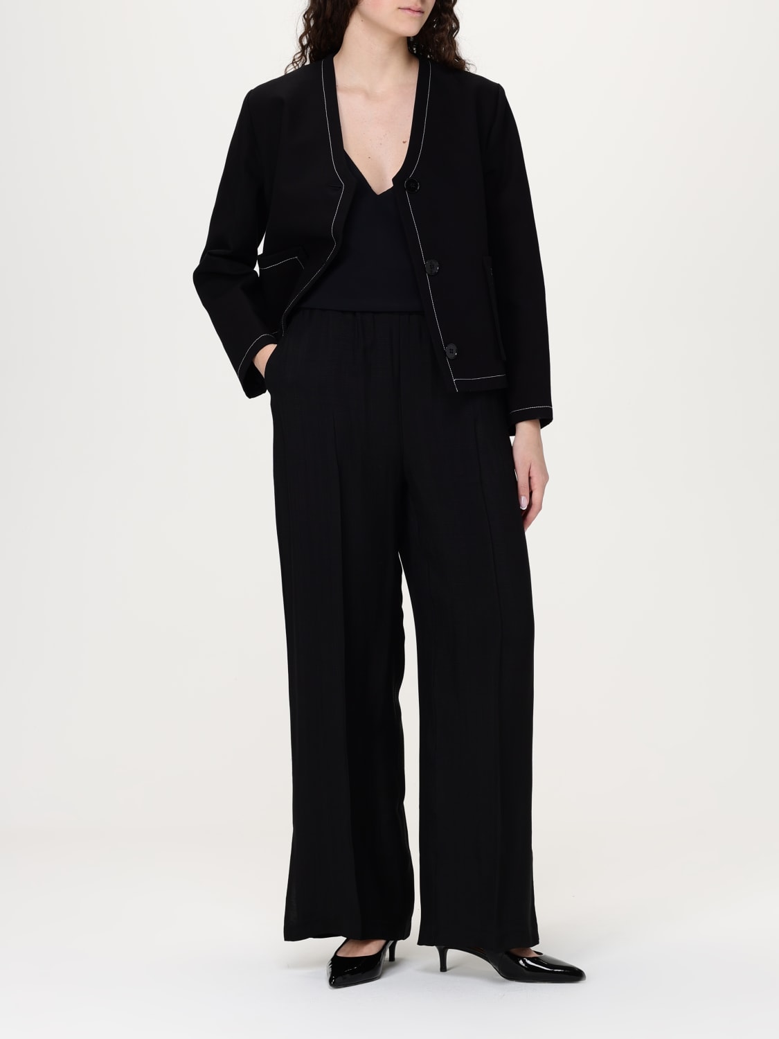 MEIMEIJ PANTALONI: Pantalone Meimeij in viscosa , Nero - Img 2