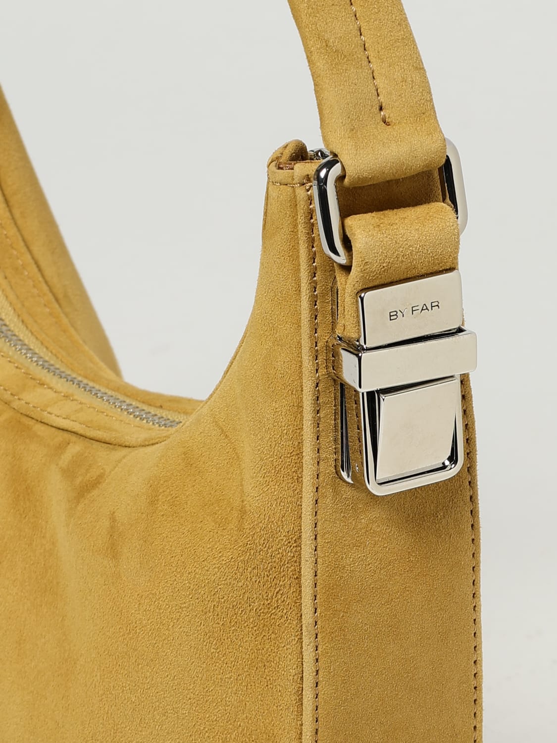 BY FAR BORSA A SPALLA: Borsa Rhea by Far in camoscio , Cuoio - Img 3