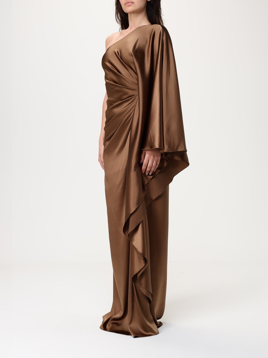 MONOT ABITO: Abito monospalla Monot in raso, Marrone - Img 3