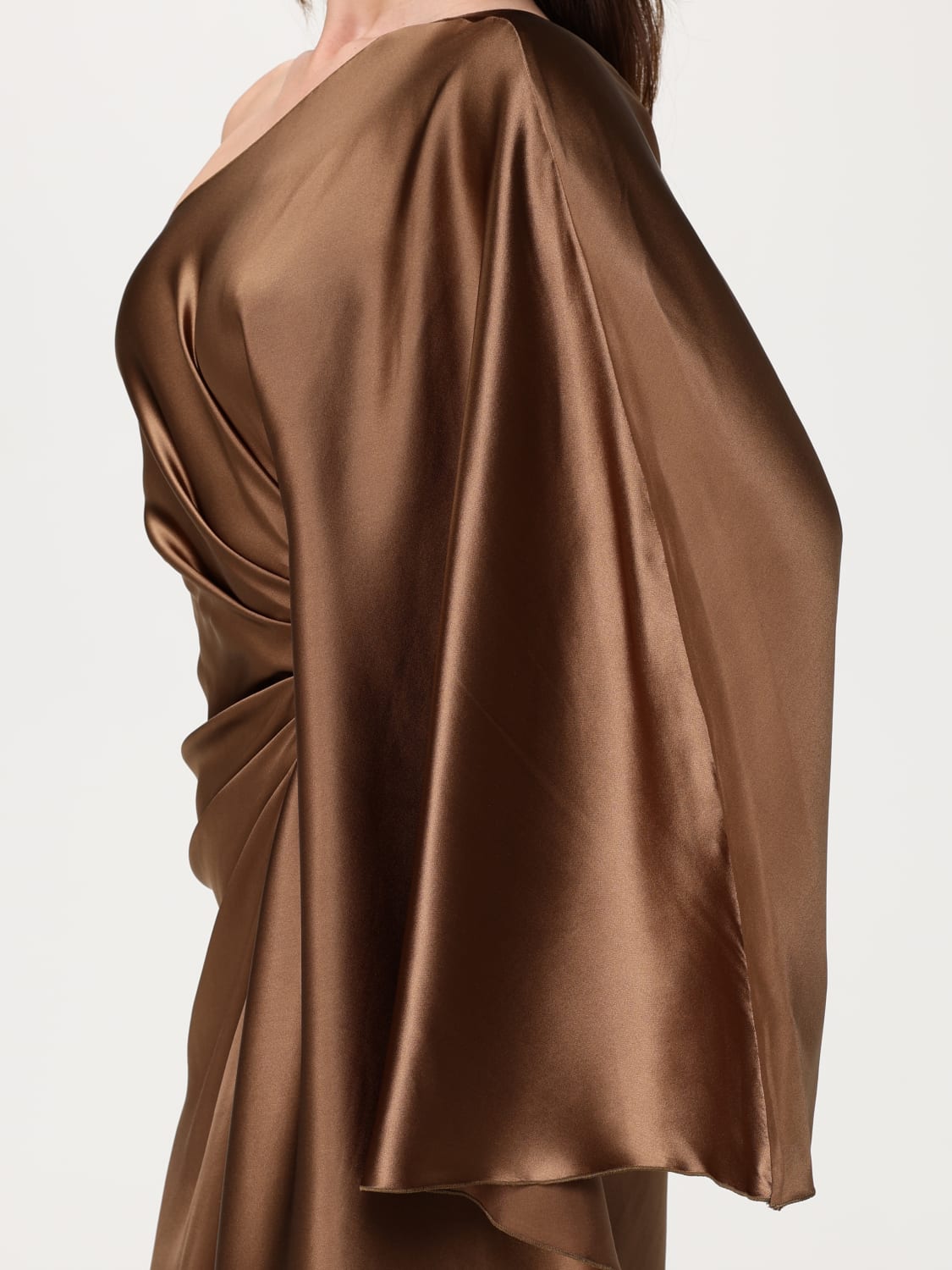 MONOT ABITO: Abito monospalla Monot in raso, Marrone - Img 4