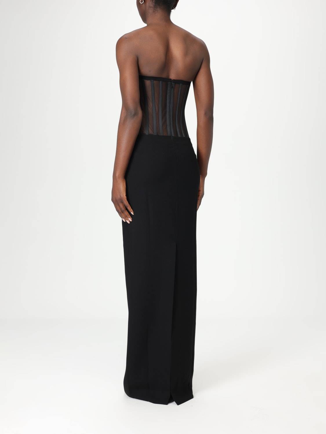 MONOT ABITO: Abito Monot in crêpe e mesh , Nero - Img 2