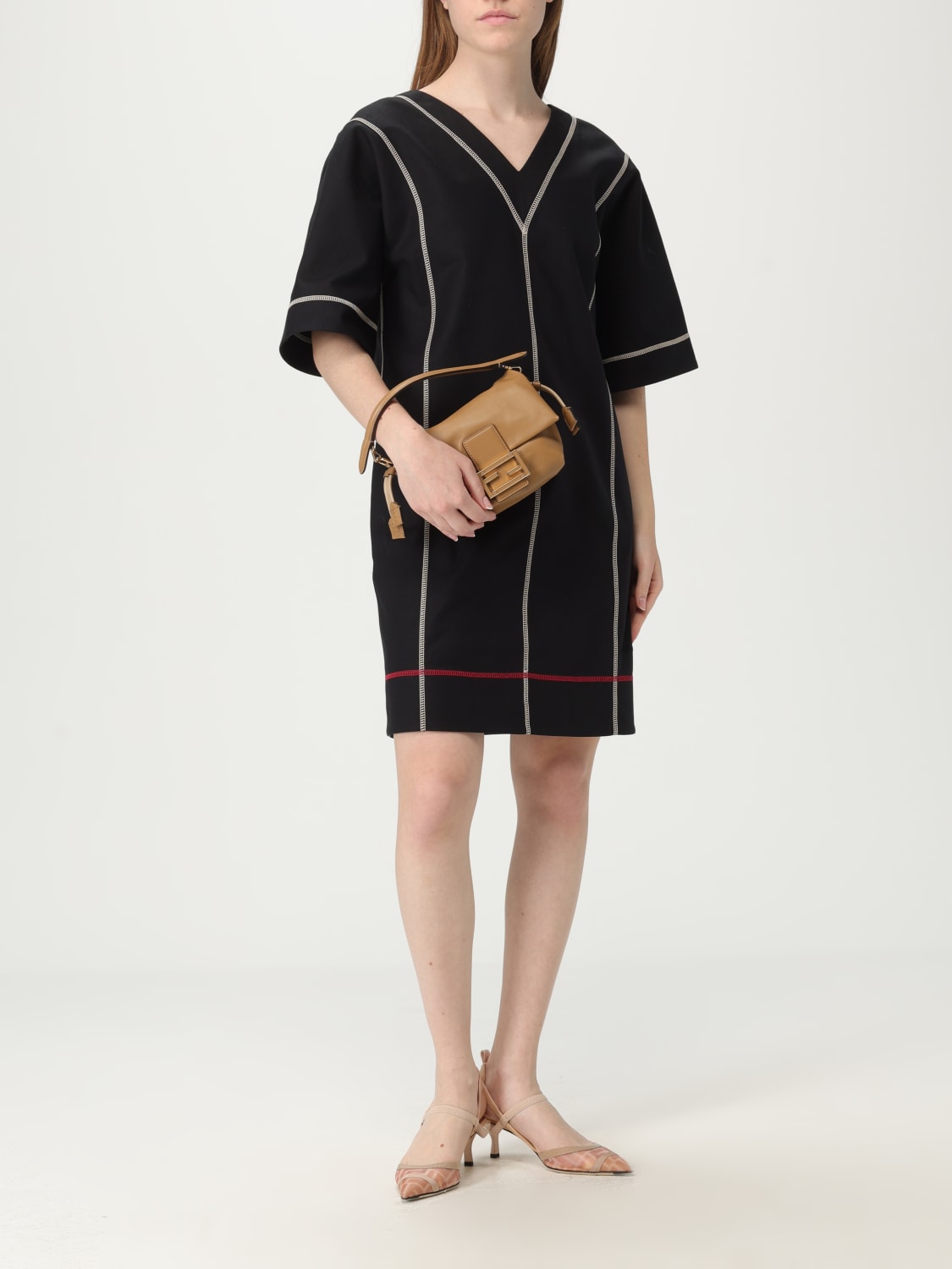 FENDI ABITO: Abito Fendi in cotone , Nero - Img 2