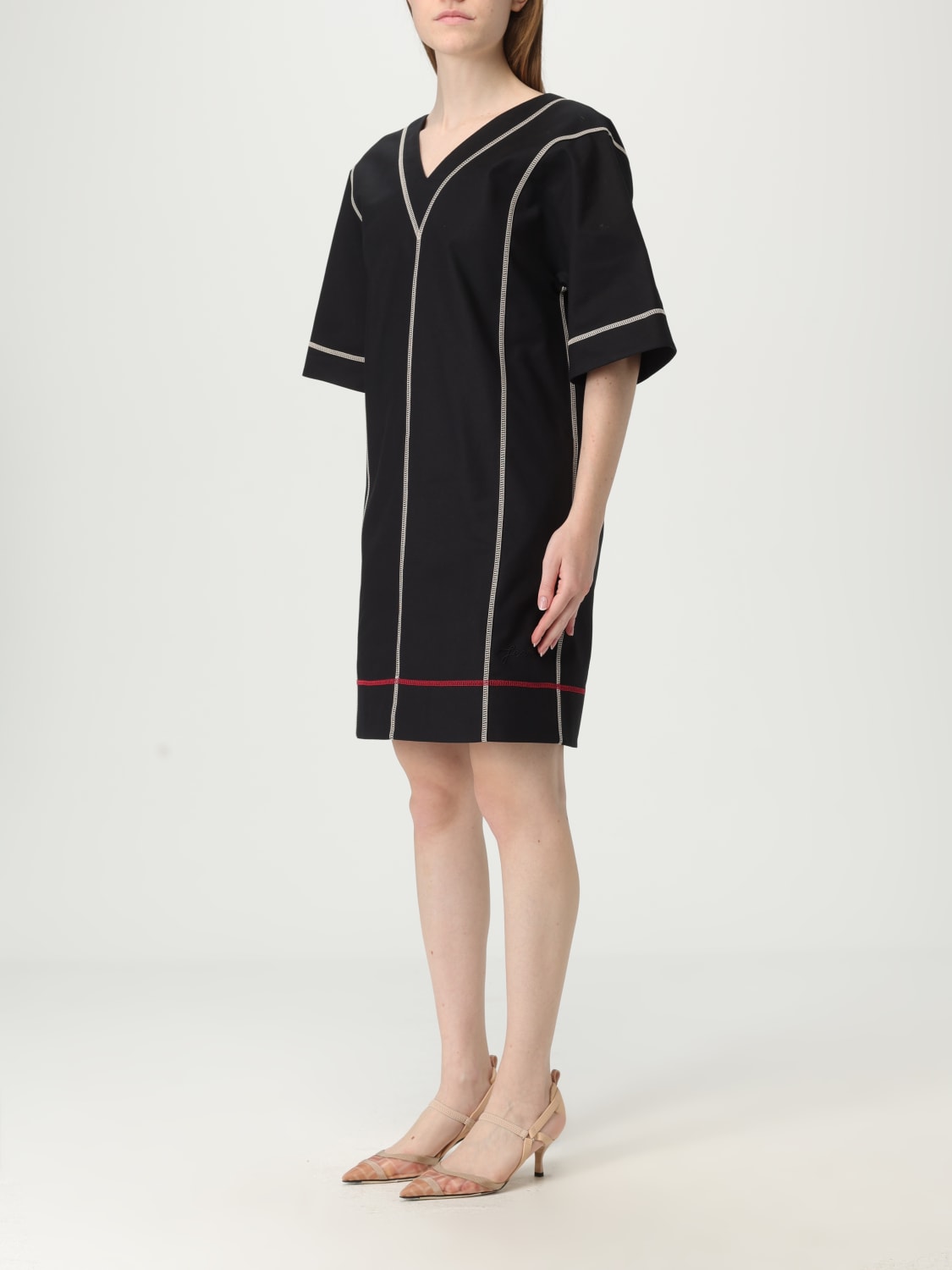 FENDI ABITO: Abito Fendi in cotone , Nero - Img 4