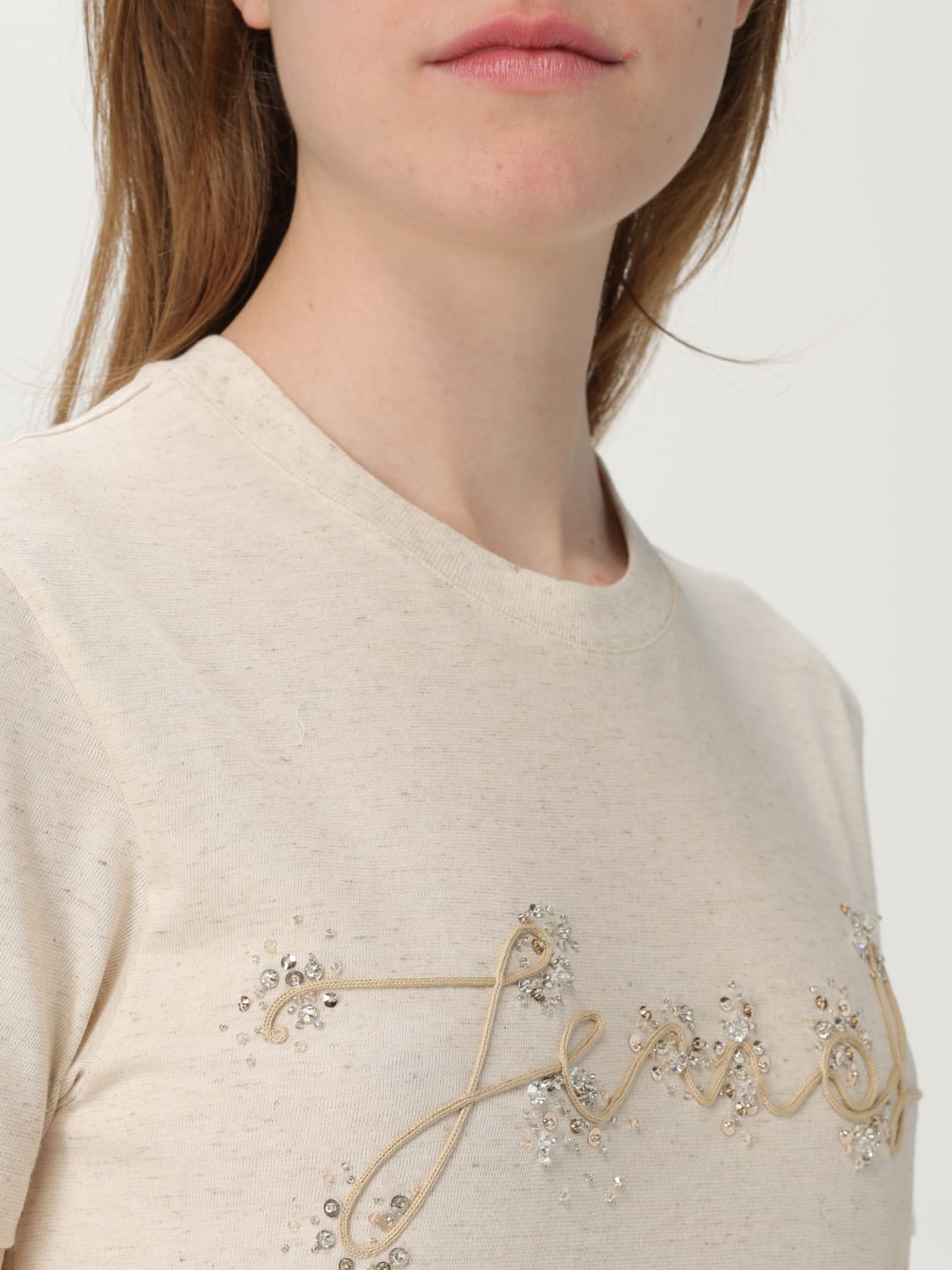 Tシャツ・カットソー FENDI Woman T-Shirt Beige FS7254 ASMH F1SAZ FENDI: T-shirt woman - Beige | Fendi t-shirt FS7254 ASMH