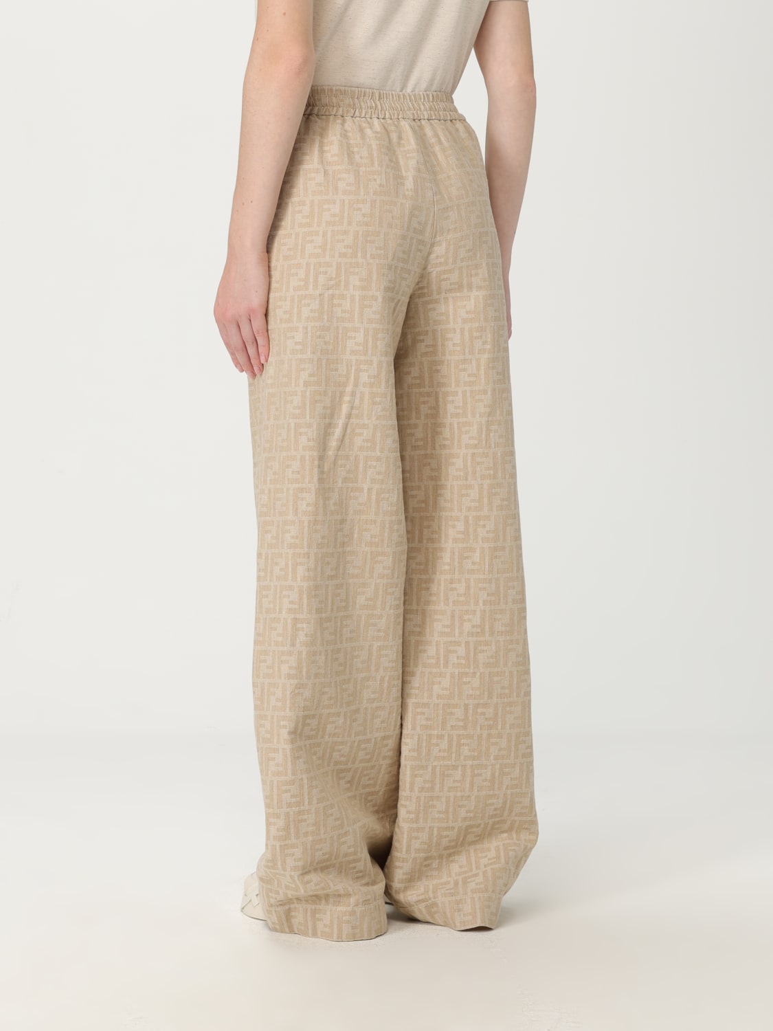 パンツ Fendi Trousers Beige Cotton jogging pants with logo | Emporium
