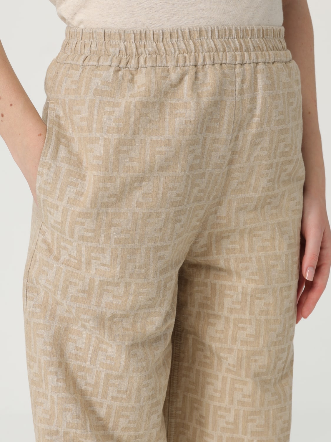 FENDI: Pants woman - Beige | Fendi pants FLP869 ASMF online