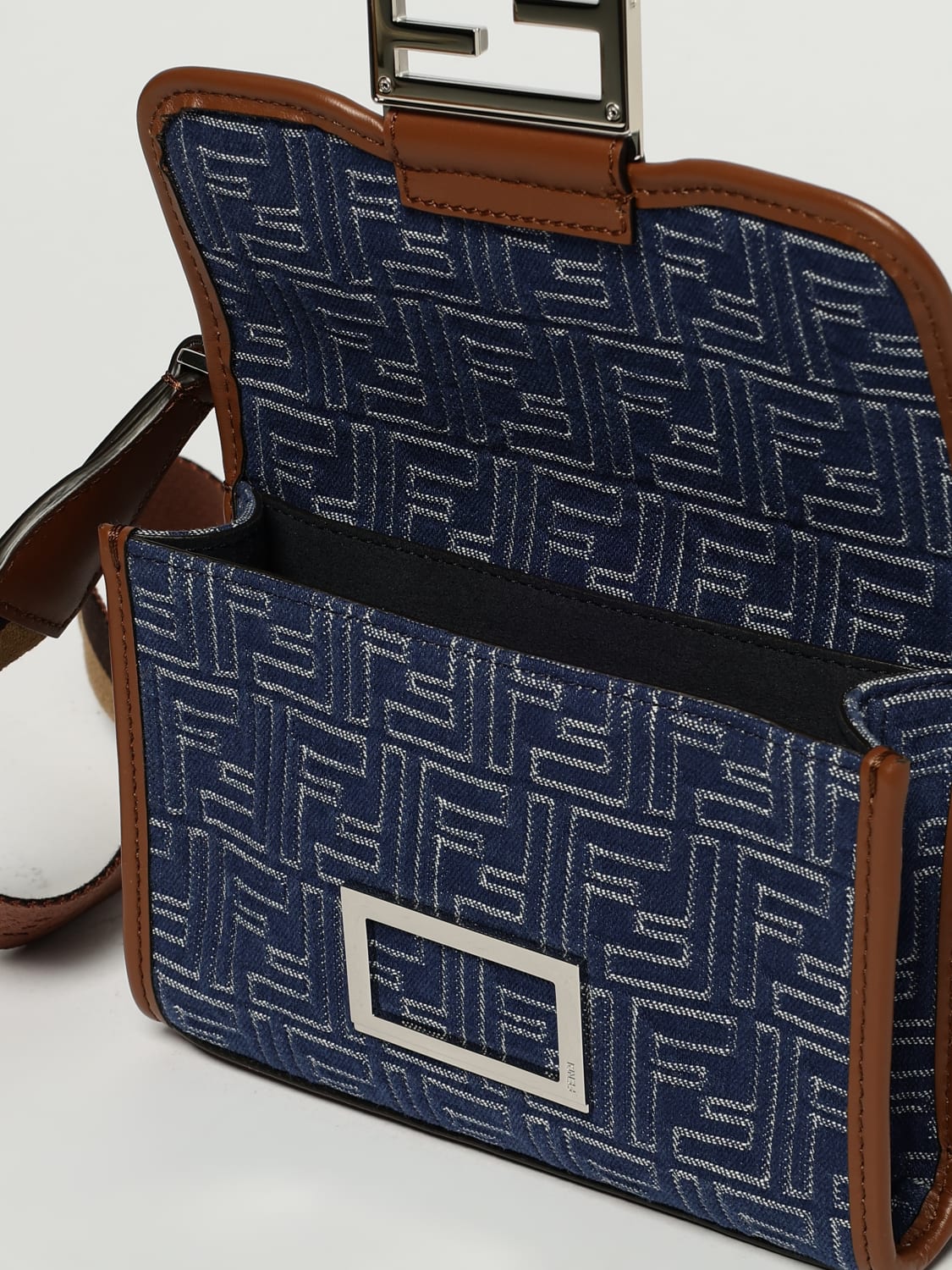 FENDI BORSA A TRACOLLA: Borsa a tracolla Baguette Double Fendi, Denim - Img 5