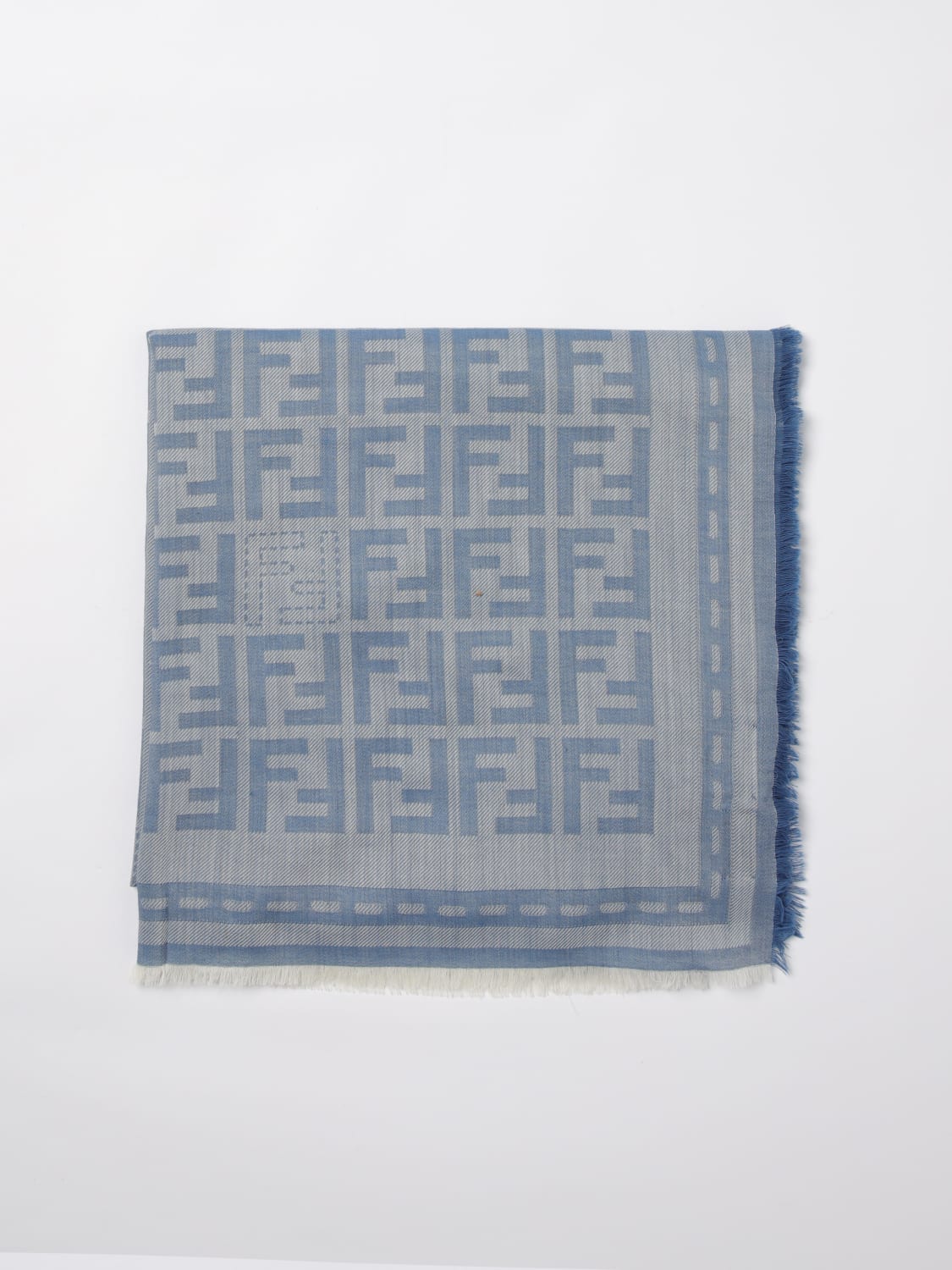 スカーフ FENDI Woman Neck scarf Gnawed Blue FXT069 AUM1 F0RU7 FENDI: Neck scarf woman - Gnawed Blue | Fendi scarf FXT069