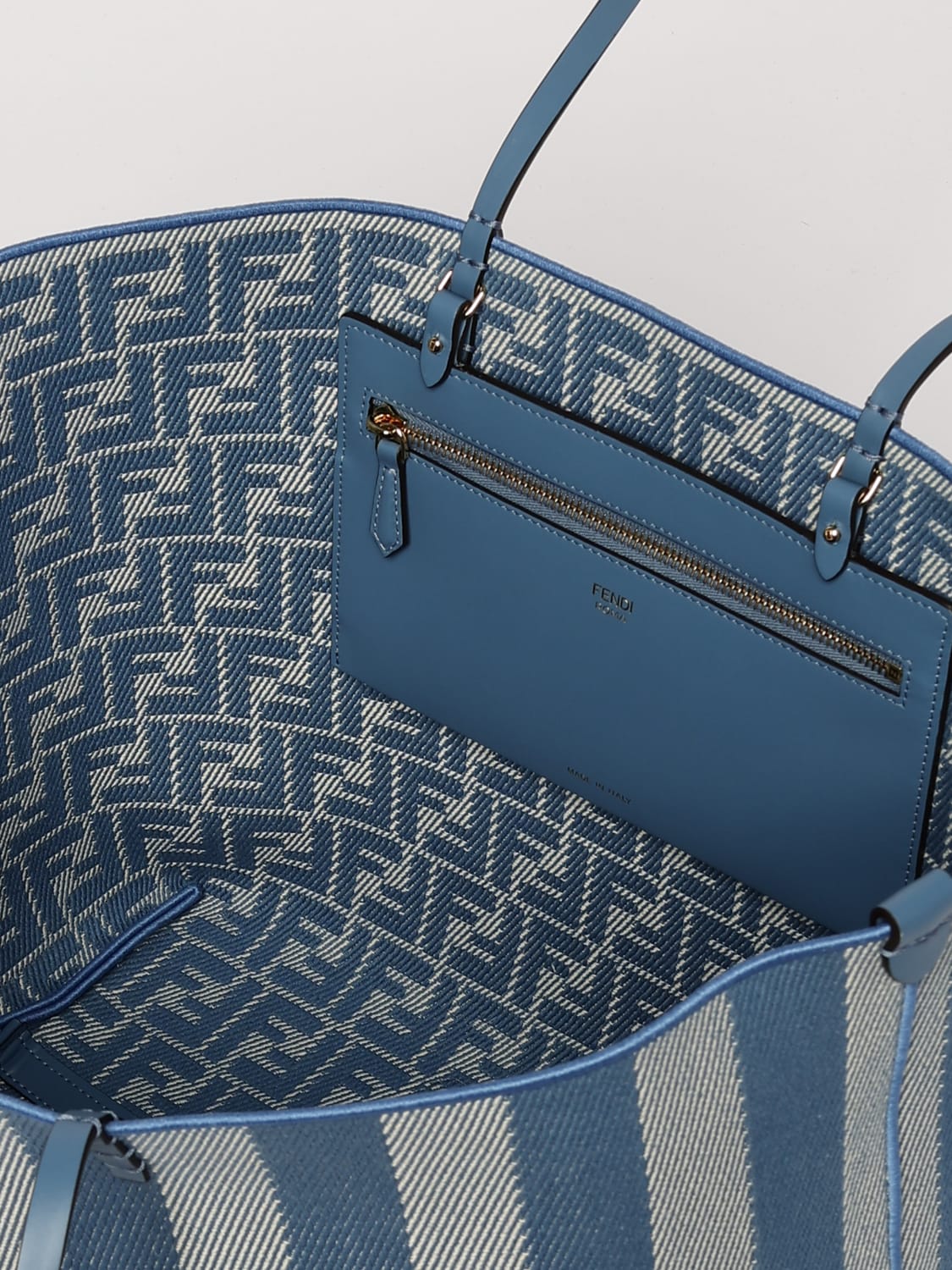 トートバッグ FENDI Woman Tote bags Blue 8BH425AUPJ F1SKL FENDI: Shoulder bag woman - Gnawed Blue | Fendi tote bags