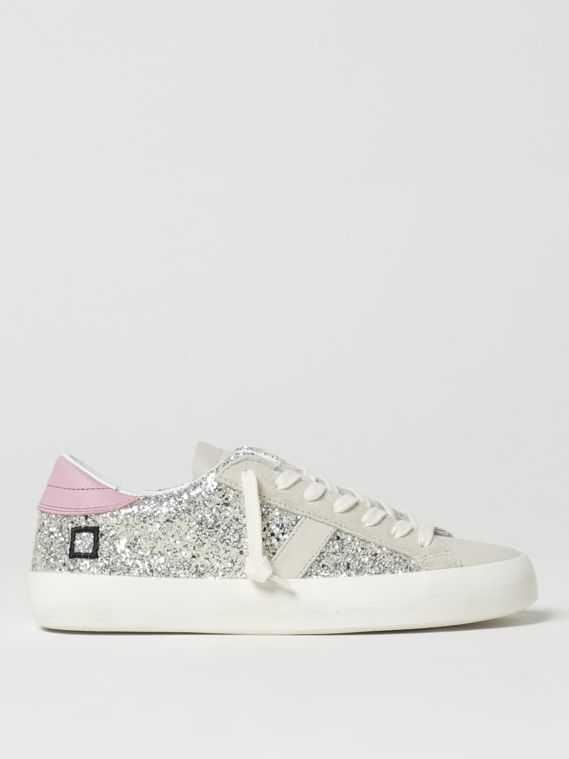 D.A.T.E. SNEAKERS: Sneakers Hill D.A.T.E. in pelle e glitter, Platino - Img 1